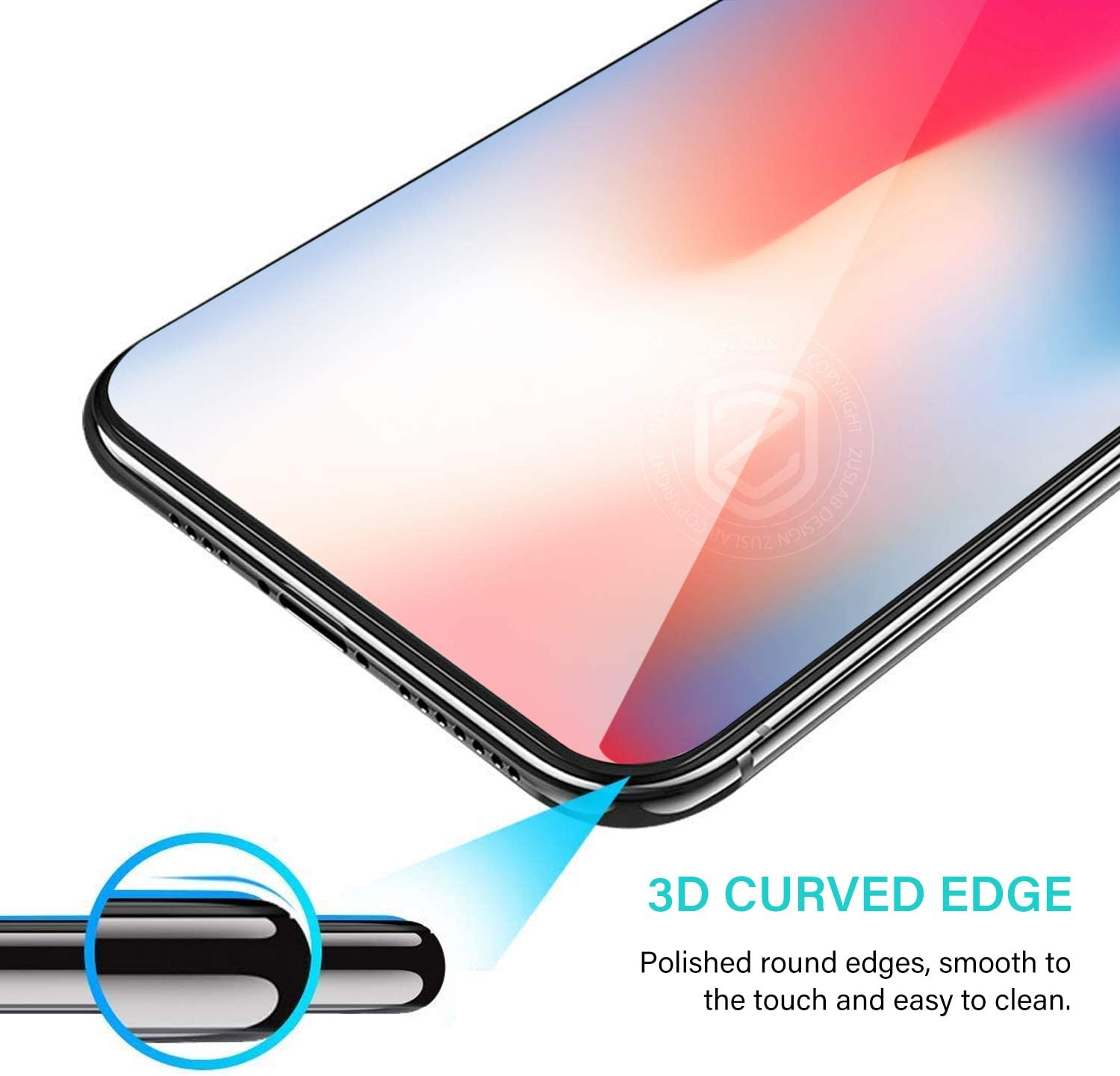 [2 Pack] ZUSLAB Tempered Glass Screen Protector Compatible with Apple Iphone 11 Pro Max/Iphone Xs Max 6.5" Case Friendly 9H Hardness image number 4