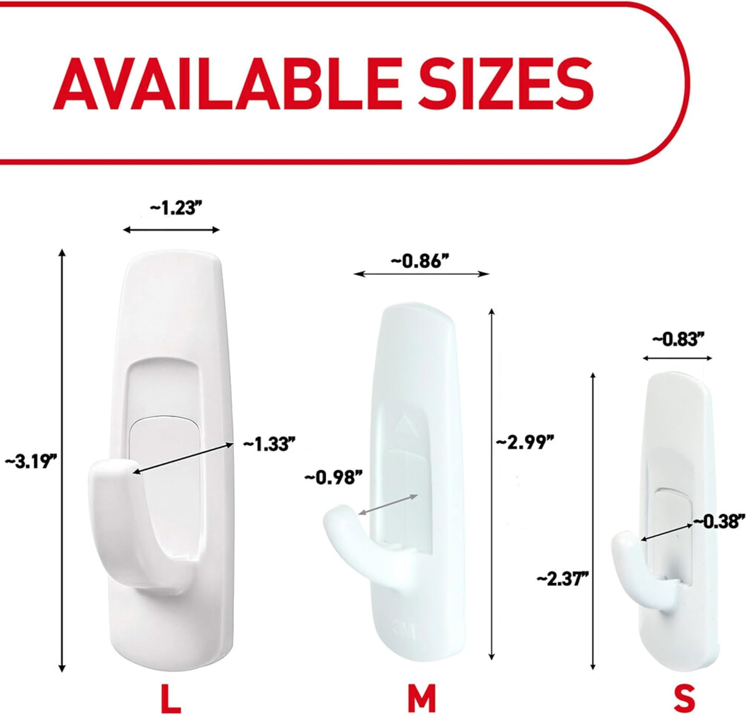 Command Large Utility Hooks, Damage Free Hanging Wall Hooks with Adhesive Strips, No Tools Wall Hooks for Hanging Decorations in Living Spaces, 7 White Hooks and 12 Command Strips