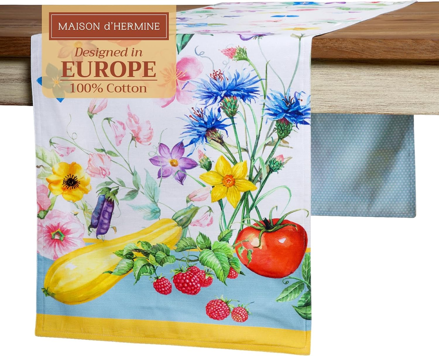 Maison D'Hermine Table Runner 100% Cotton Double Layer Table Runners 72 Inches Long Decorative for Home Kitchen Dining Party Baby Shower Wedding Bridal Shower Spring Summer (Marquise, 14.50" X 72")