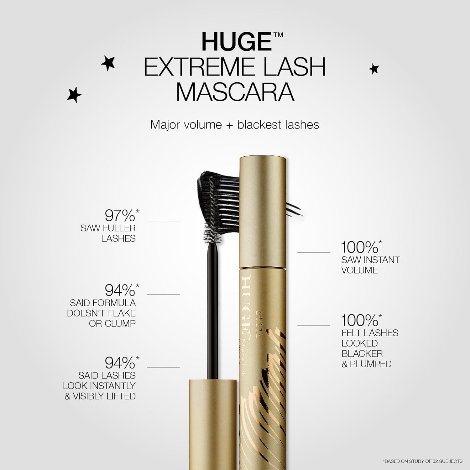 Stila HUGE Extreme Lash Mascara - Black by Stila for Women - 0.44 Oz Mascara, 13.2 Milliliters