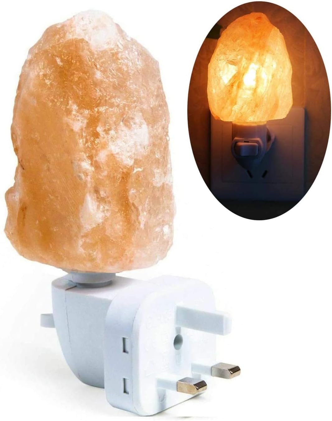 2 Pack Himalayan Salt Lamp Salt Rock Hand Carved Natural Amber Natural Crystal Salt Rock Lamps for Bedrooms Night Light Plug Wall Light Air Purifying Lighting/Decor AU Plug (2 PACK, Natural Salt Lamp) image number 1