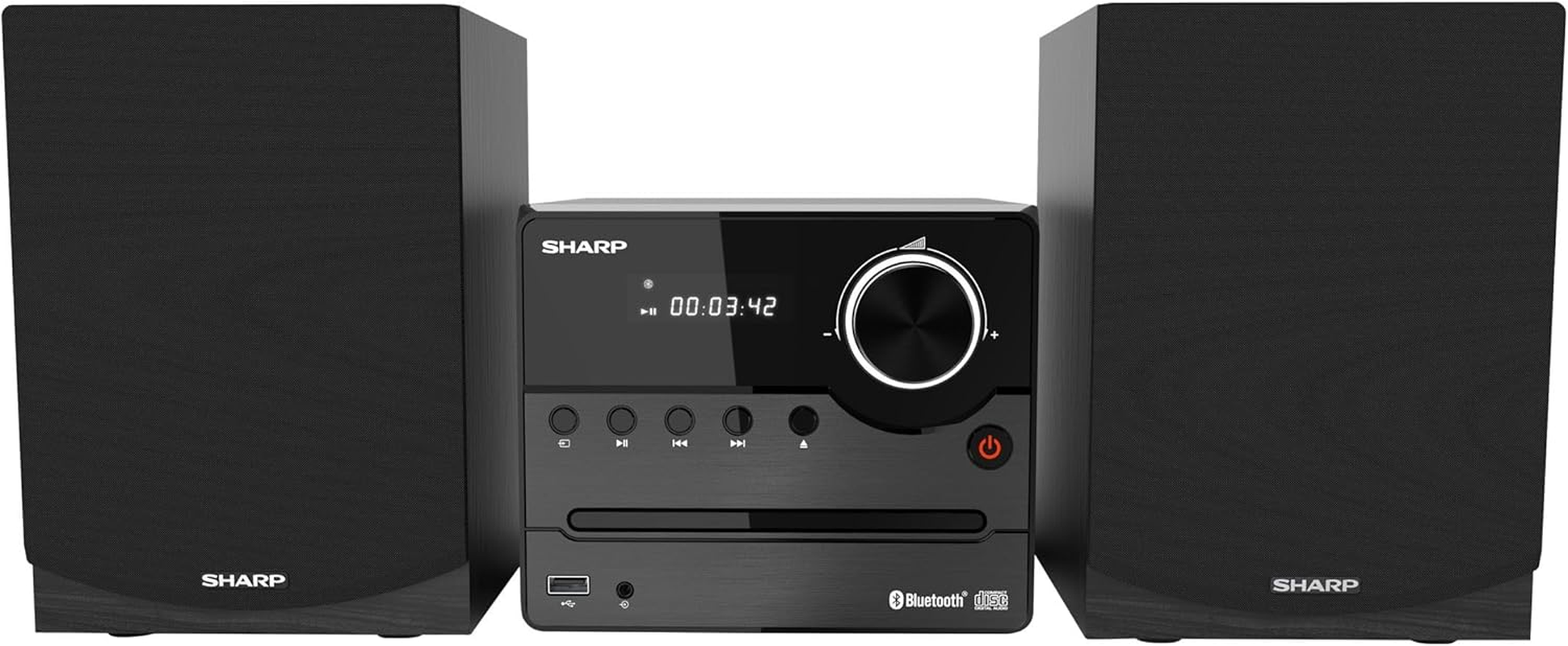 SHARP XL-B512D(BK) Hi-Fi Sound System Stereo with FM Radio, Bluetooth, CD-MP3, USB Playback, Wooden Speakers, 45W &ndash; Black image number 1