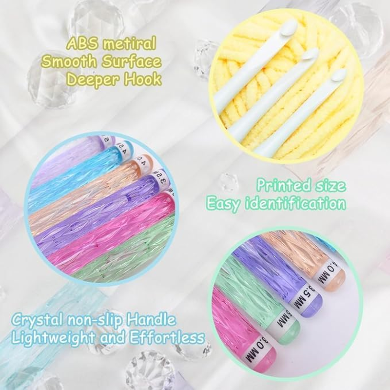 8Pcs Acrylic Crochet Hooks Set,Crystal Crochet Knitting Crochet Hooks,Non-Slip Crochet Hook Grips Crochet Hook,Plastic Crochet Hooks Ergonomic Crochet Hook Grips,Plastic Ergonomic Crochet Hook Set image number 5