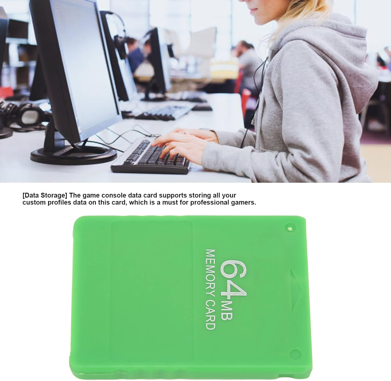 Pomya Memory Card FMCB Mcboot 64MB V1.966 for Console Games Sonyplaystation2, External Data Storage Card High Speed Video Games for Standard and Slim Line (Green)