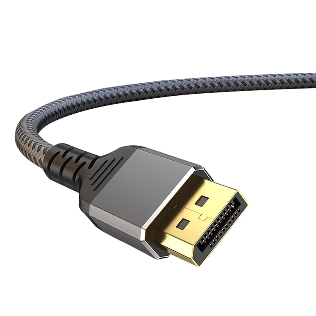 Hexchuang Displayport Cable 2.1 16K@60Hz, 8K@120Hz, 4K@144Hz Braided DP Cord with HDR10 DSC 1.2A, G-Sync Freesync Gaming PC, Gaming Monitor 5090, 7900XTX (1.5M) image number 3