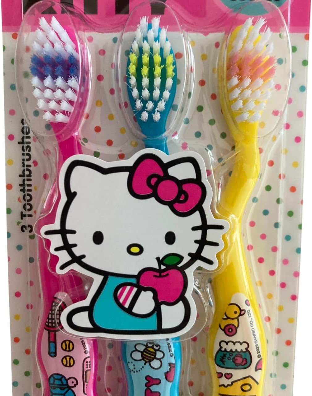 Wisdom Hello Kitty Kids Toothbrush &ndash; Official Licensed Character Design, Soft Bristles for Toddlers, Boys & Girls, Gentle Manual Toothbrush for Children&rsquo;S Dental Care, 3 Pack image number 3