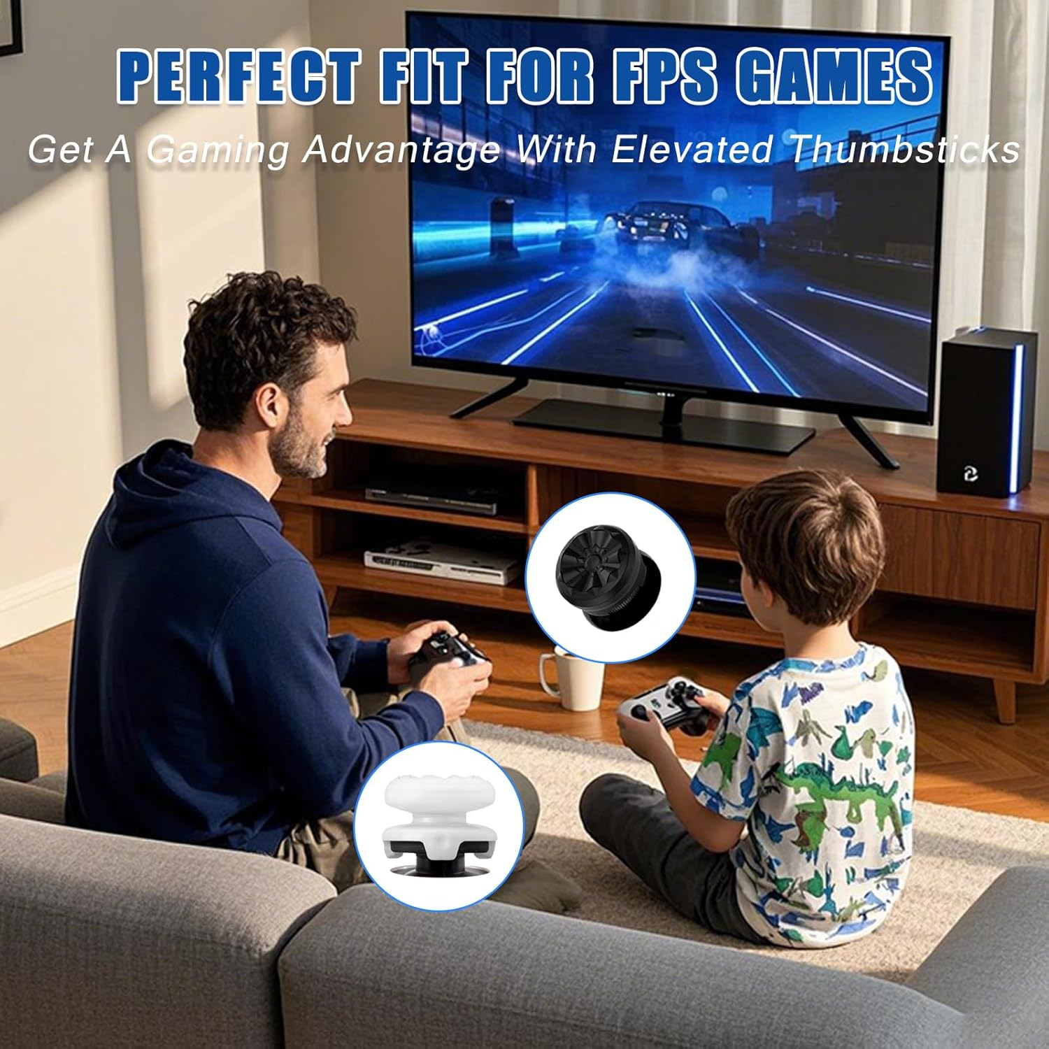 FPS Freek Galaxy 2Sets Thumbsticks for PS5, PS4 Controllers &ndash; High-Rise & Mid-Rise Performance Grips &ndash; Enhanced Accuracy, Comfort & Control &ndash; Gaming Accessories for Playstation (2 Black) image number 6