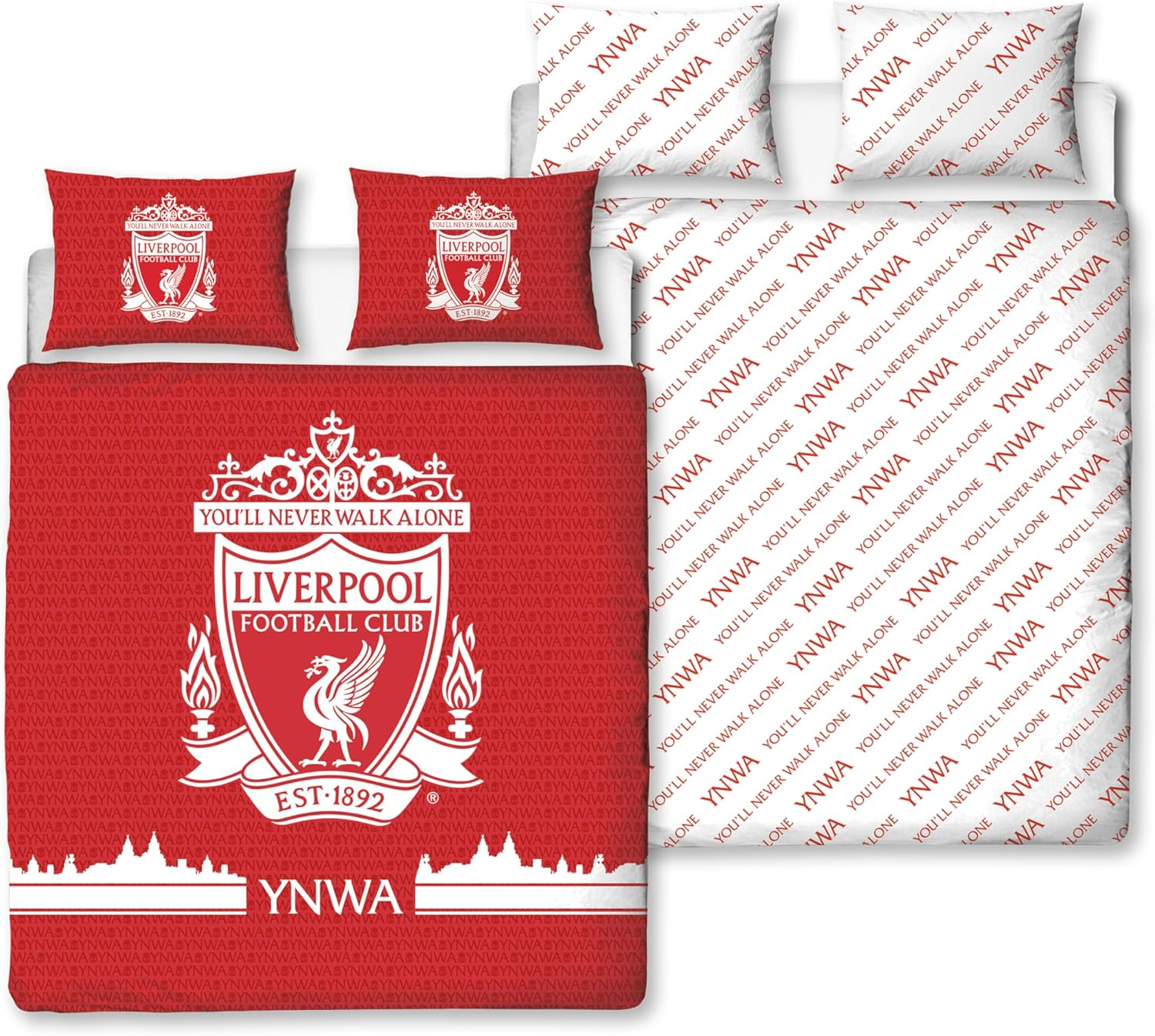 Character World Official Liverpool FC Double Duvet Cover Set, Tone Design | Red Reversible 2 Sided Football Bedding Cover Official Merchandise Including Matching Pillow Cases image number 3
