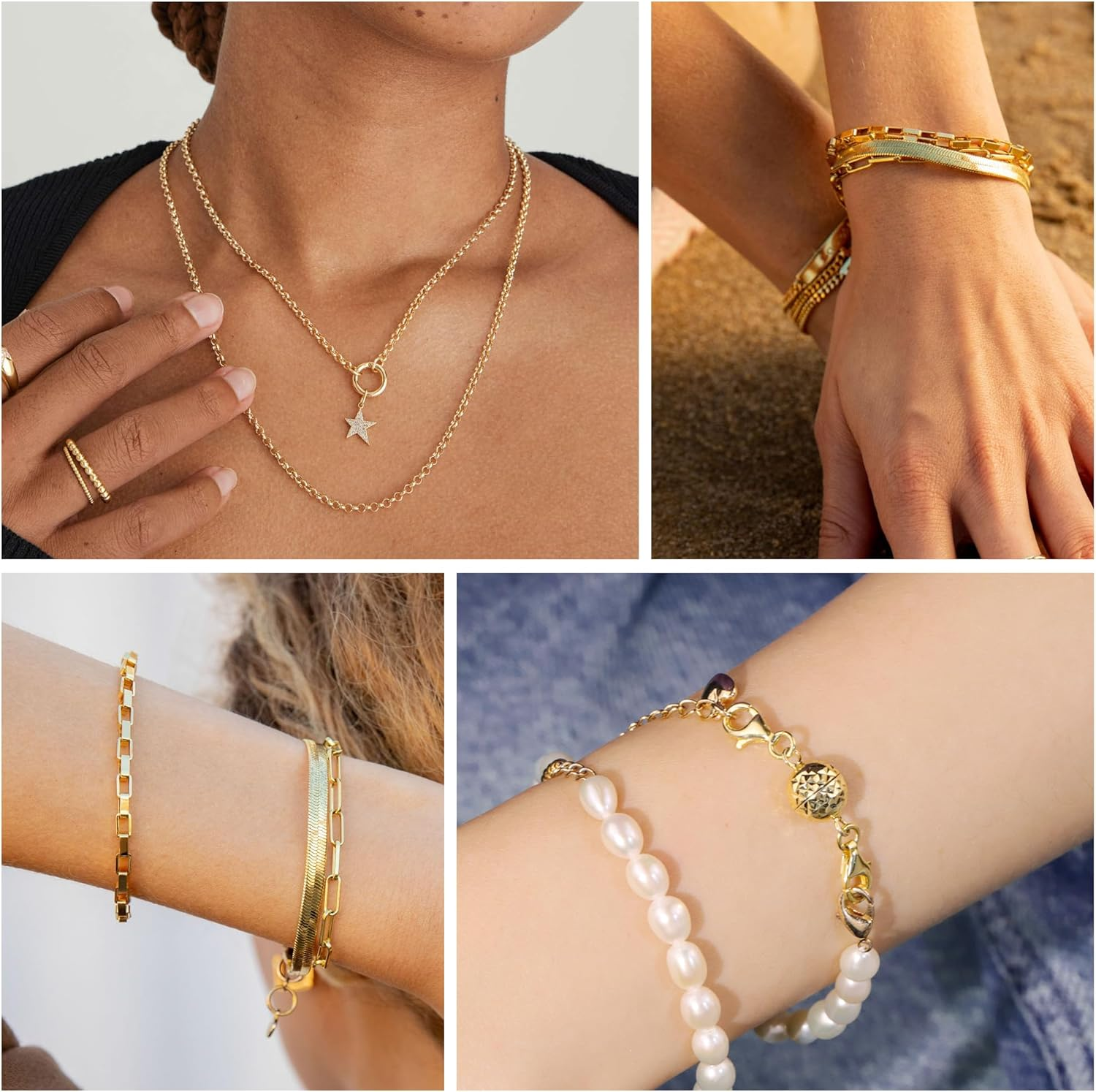 ALEXCRAFT 14K Gold Disco Ball Magnetic Necklace Clasps and Closures 925 Sterling Silver Double Lobster Clasp Magnetic Jewelry Clasps for Necklaces Bracelet image number 1