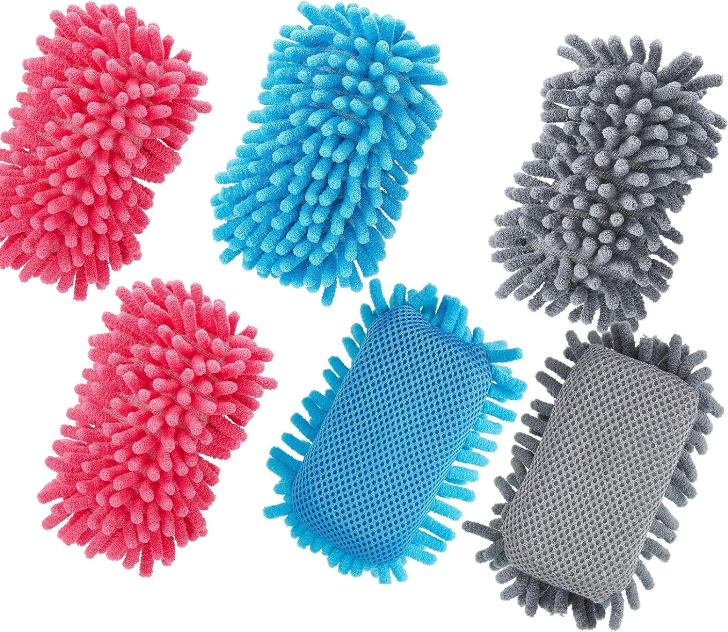 6 Pcs Microfiber Shag Whiteboard Eraser Chalkboard Eraser Washable Microfiber Shag Dry Erase for Markers, Chalk, Home, Classroom and Office (Gray, Blue and Pink, 12X7X3Cm 6Pcs) image number 1