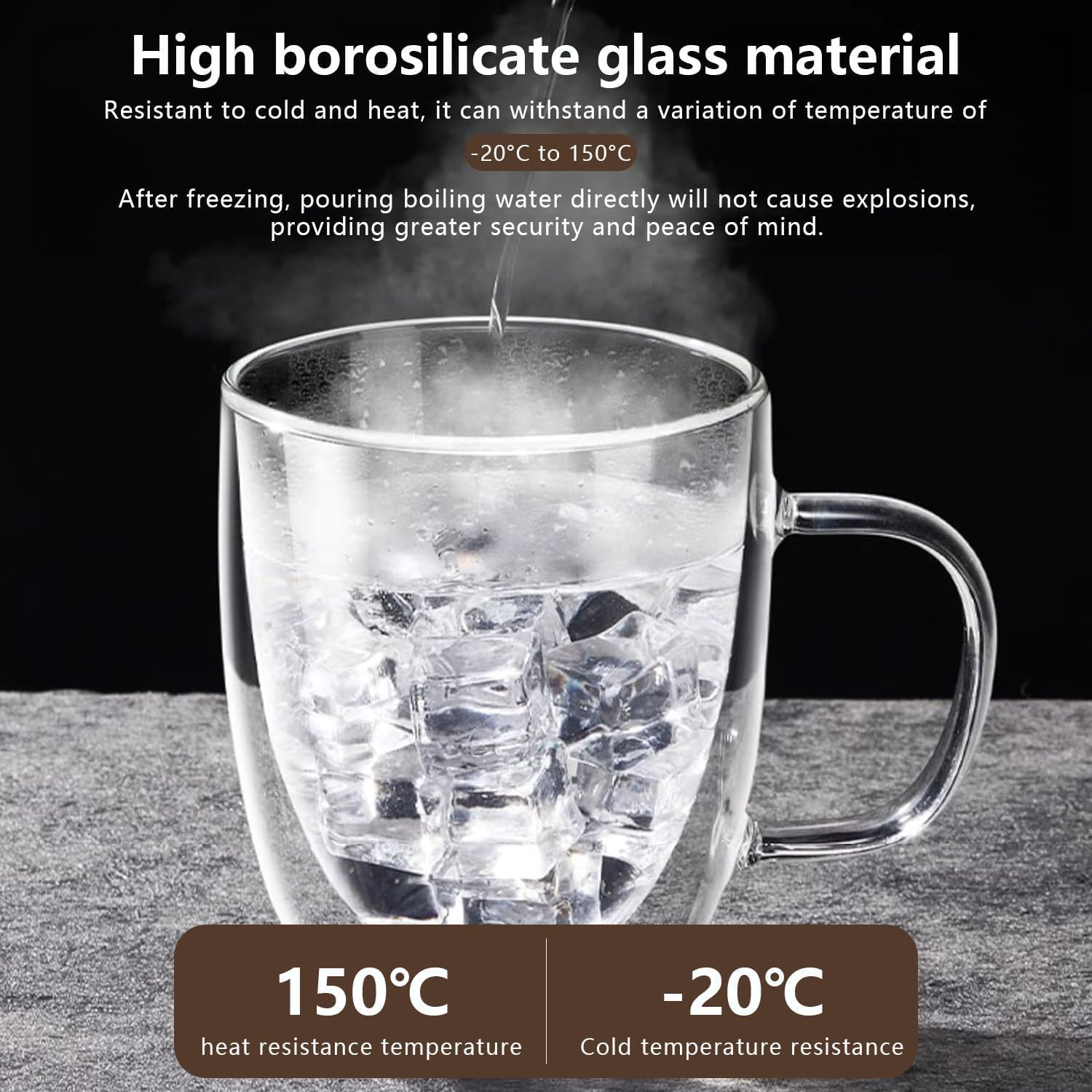 4 Pack Glass Coffee Mugs 350Ml Double Wall Insulated Mug Set with Handle,Clear Glass Espresso Mugs Latte Cups for Cappucchino Espresso Tea Coffee image number 5