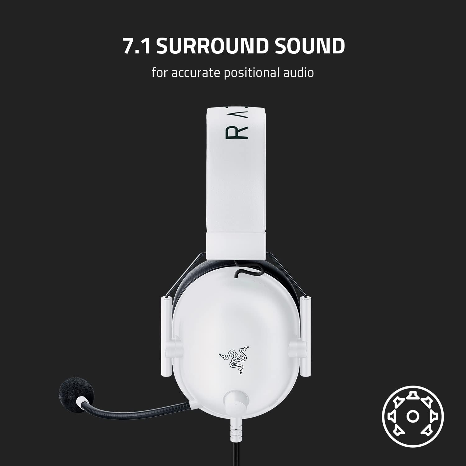 Razer Blackshark V2 X Gaming Headset: 7.1 Surround Sound - 50Mm Drivers - Memory Foam Cushion - for PC, Mac, PS4, PS5, Switch - 3.5Mm Audio Jack - White image number 1
