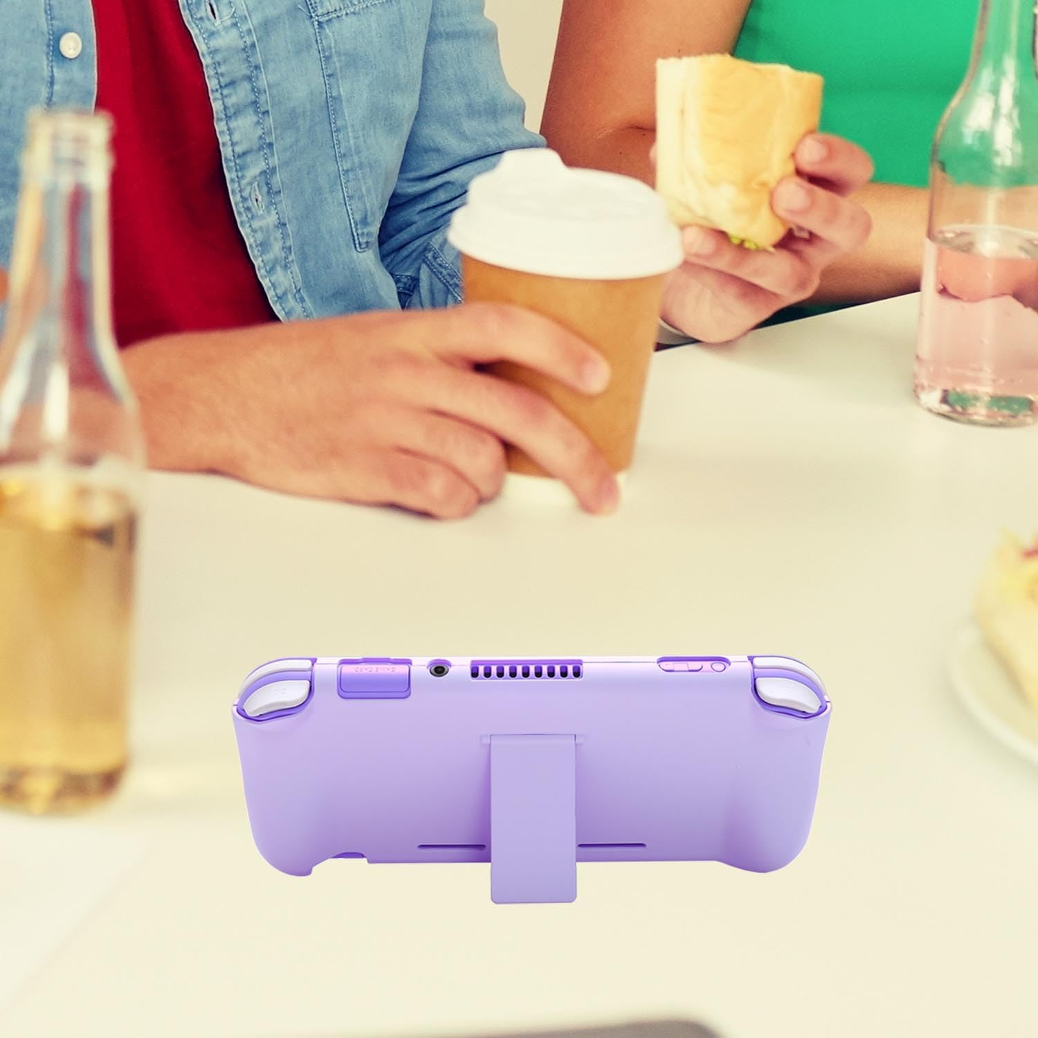 GUTIAL Accessories Bundle for Nintendo Switch Lite - Cute Kawaii NS Lite Accessories Kit for Grils Boys Kids with Carrying Case, Cartoon Cover Case, Screen Protector, Stand - Purple image number 7