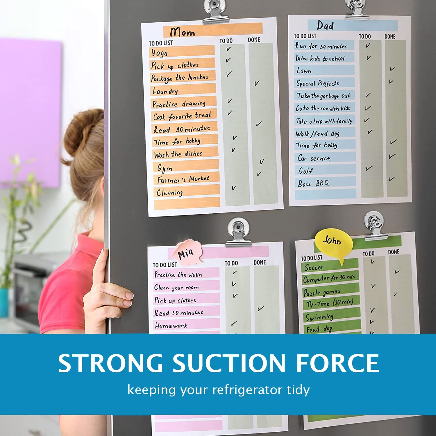 24 Pcs Magnetic Clips, Strong Fridge Magnets Refrigerator Magnets with Clips, Heavy Duty Fridge Magnet Clips Whiteboard Magnets for Office School Kitchen Home Supplies image number 5