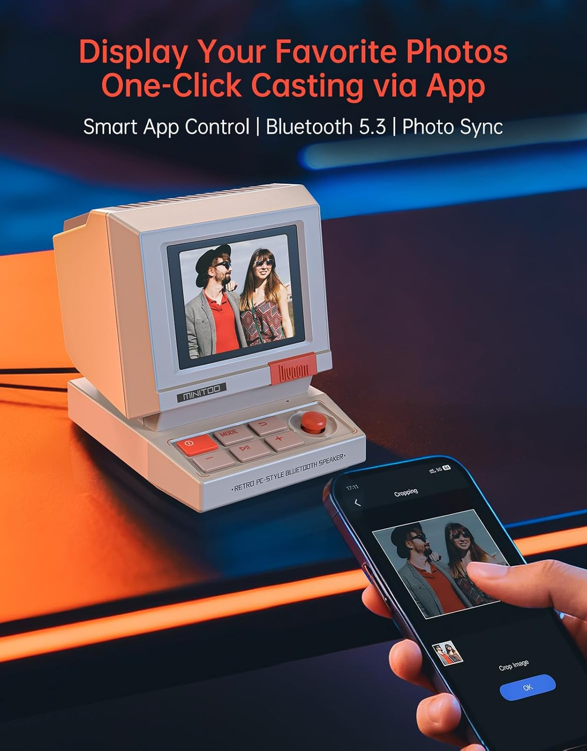 Divoom Minitoo Retro Pixel Bluetooth Speaker &ndash; 90S-Inspired PC Design,App Control, Alarm, White Noise, Retro Desk Speaker for Music, Room Decor image number 4