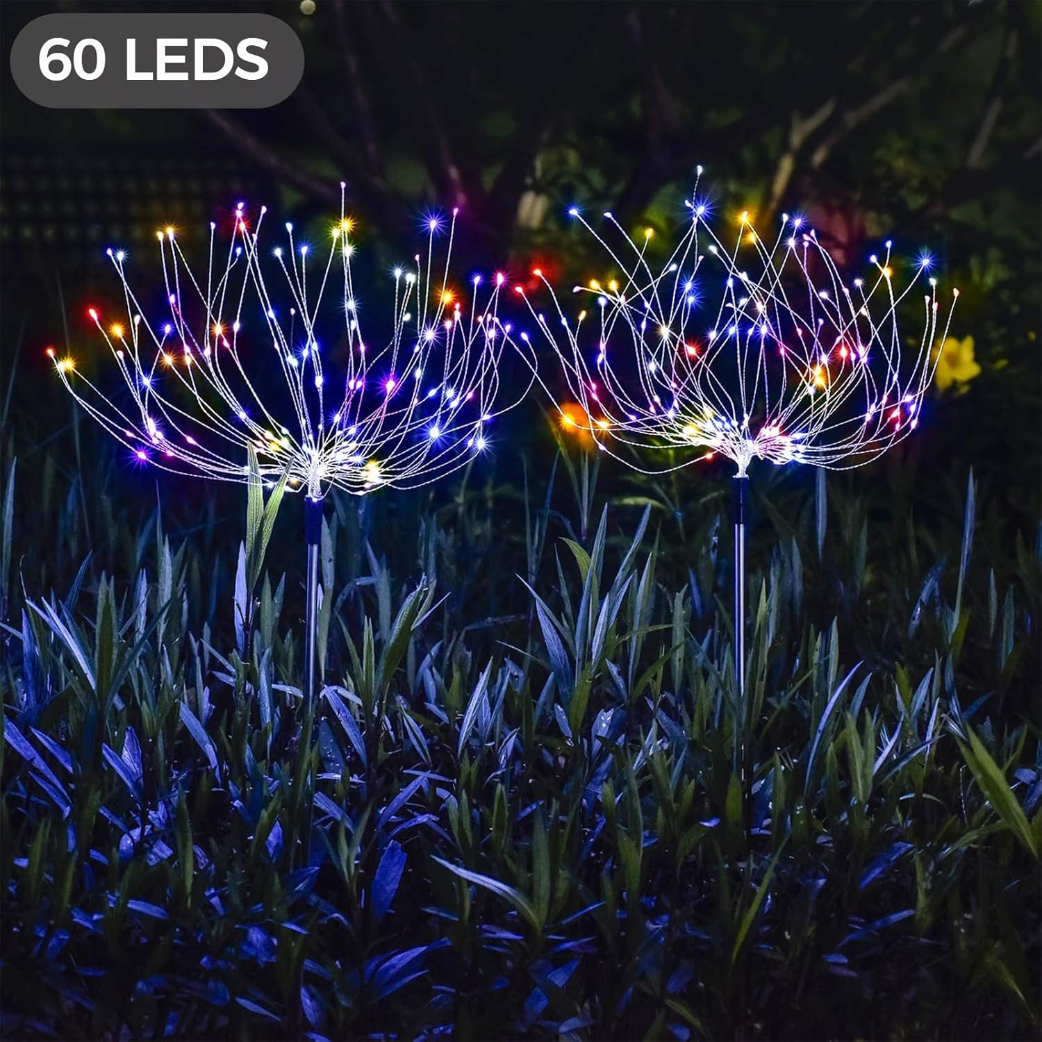 Koboko Solar Fireworks Garden Lights, 60 LED Solar Garden Light Outdoor, 8 Modes Solar Lights Garden Decoration, Waterproof Fireworks Lights, Coloured Solar Lights for Outdoor Yard Balcony Patio image number 1