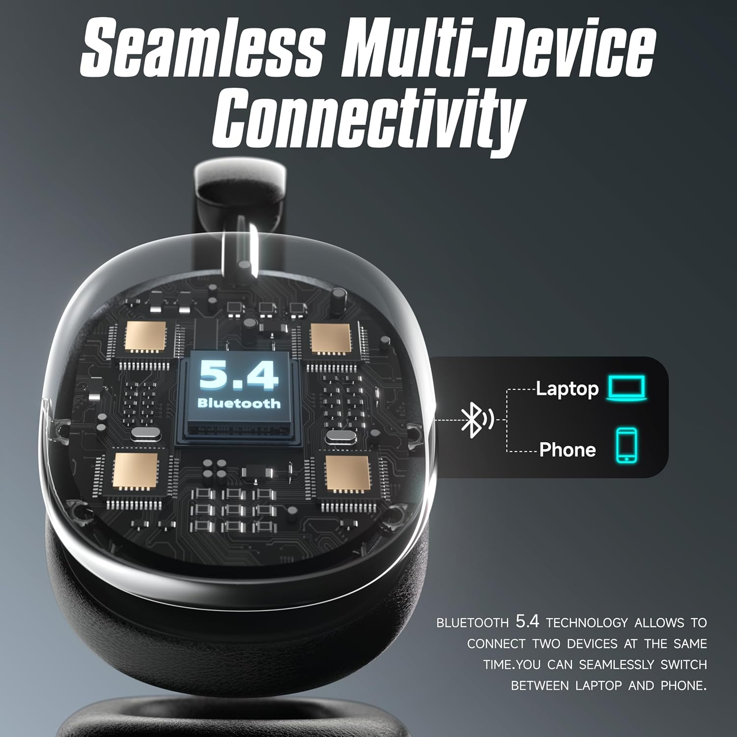 Freepods 120H Playtime Bluetooth ANC/ENC Pro-Level Active Noise Cancelling Over-Ear Headphones Wireless, Headphones with Built-In Microphone Type-C Charging for Call Travel Sports Gym (Black) image number 1