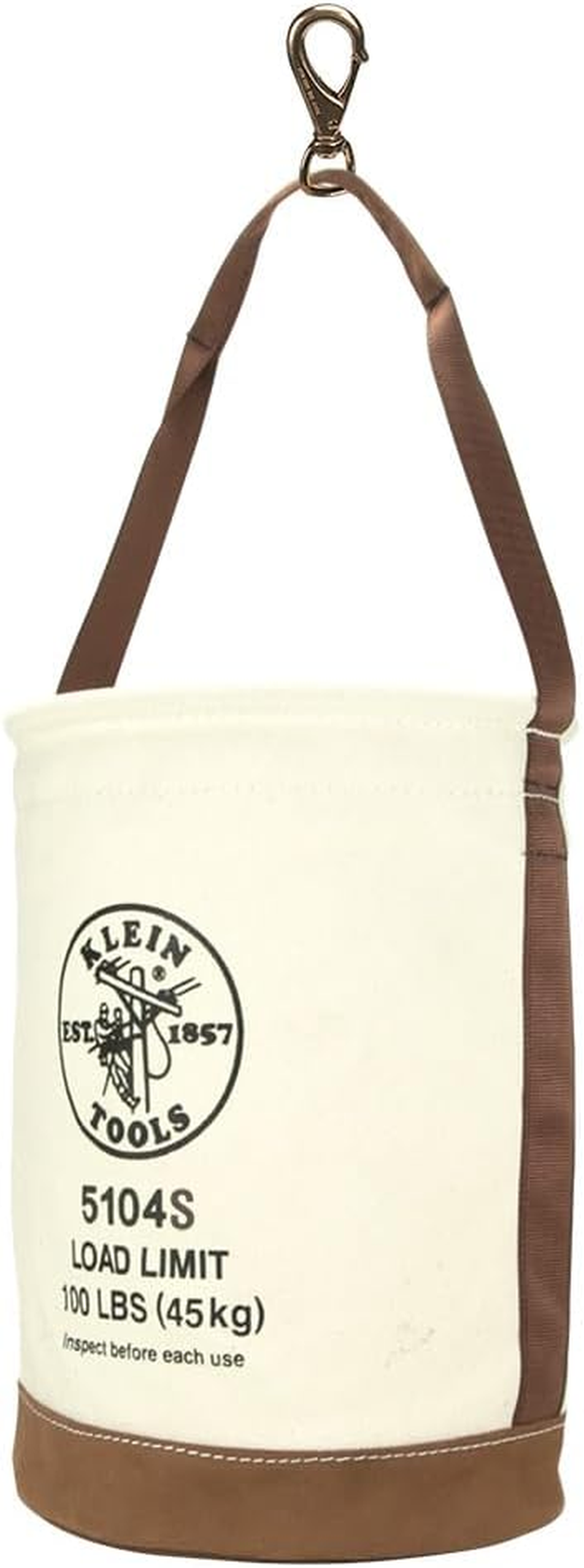 Klein Tools Heavy Duty Velcro Top Bucket, 17", Canvas Bucket Bag for Tools, Storage or Travel, Premium Canvas and Leather Bucket Bin for Tool Organisation, Canvas Container with Velcro Brand Fasteners image number 6