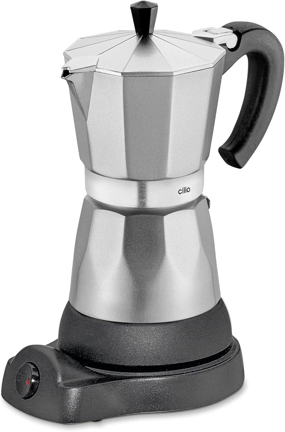 Cilio Classico Aluminium Electric Espresso Maker, 6 Cup Size, Red/Black