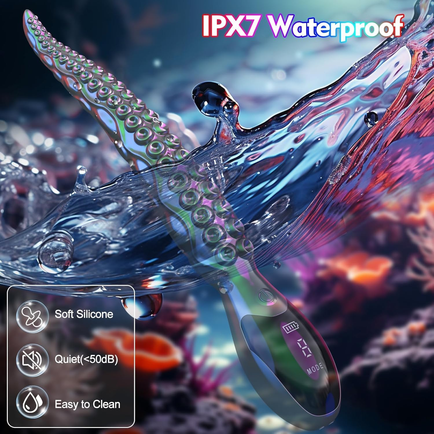 Vibrating Realistic Monster G-Spot Dildos - LED Display Octopus Tentacle Clitoral Vibrator with 9 Powerful Modes, 10.7" Silicone Dildo Adult Sex Toys for Women Anal Vagina Stimulation image number 2