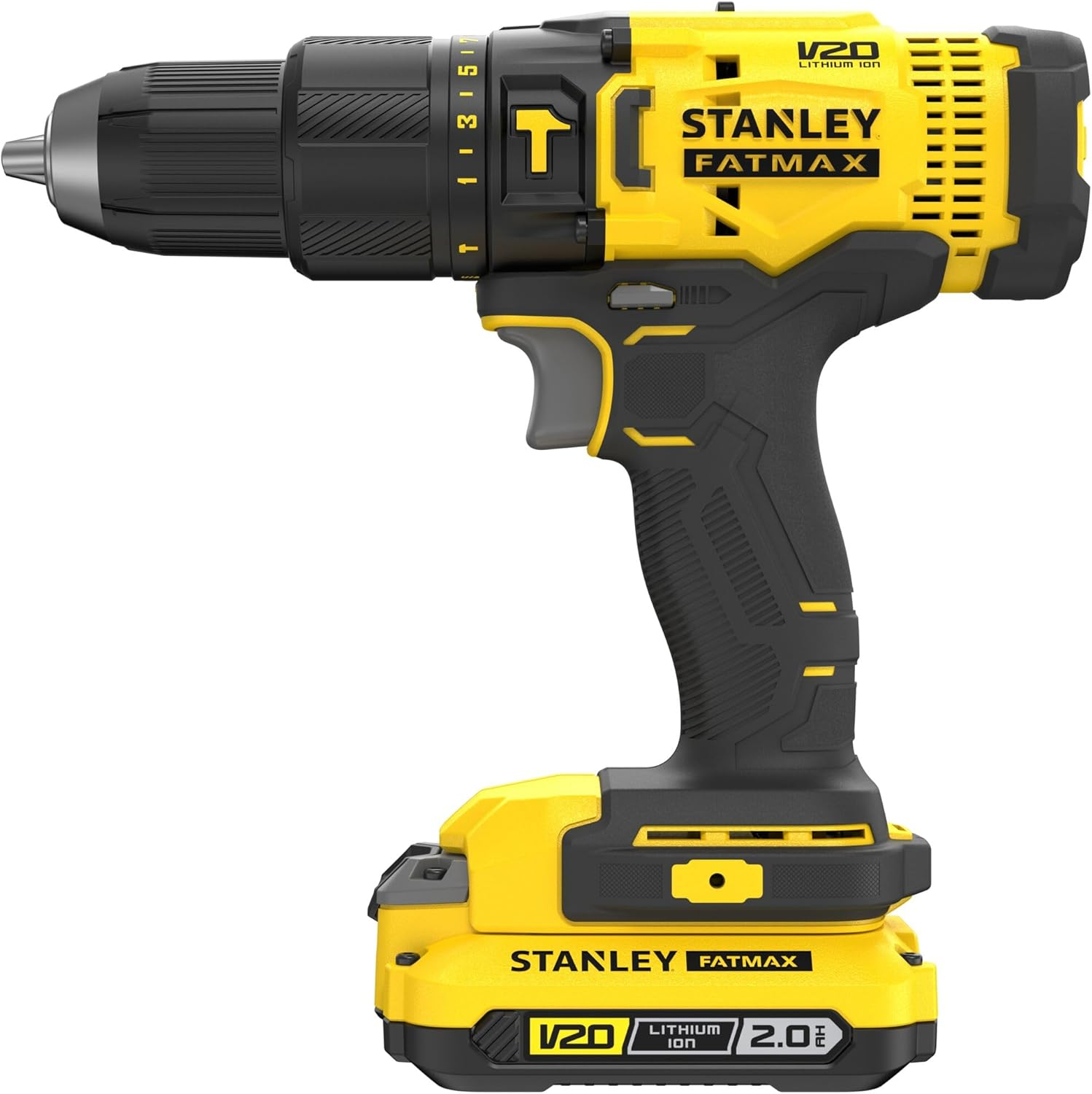 STANLEY FATMAX V20 | 18V Cordless Hammer Drill/Driver Kit - 2-Speed 50 Nm Torque, 13 Mm Chuck for DIY Drilling & Fastening, 2.0 & 4.0 Ah Batteries & Charger image number 6