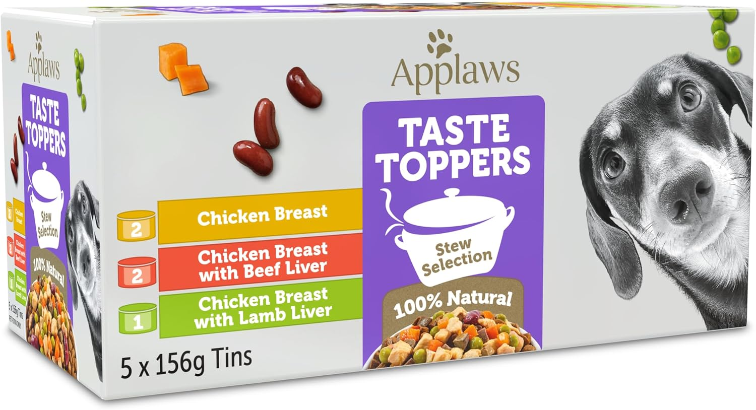 Applaws Taste Toppers 100% Natural Wet Dog Food Chicken Breast Stew Selection Tin 156G (Pack of 5), Limited Ingredients Pet Food image number 3