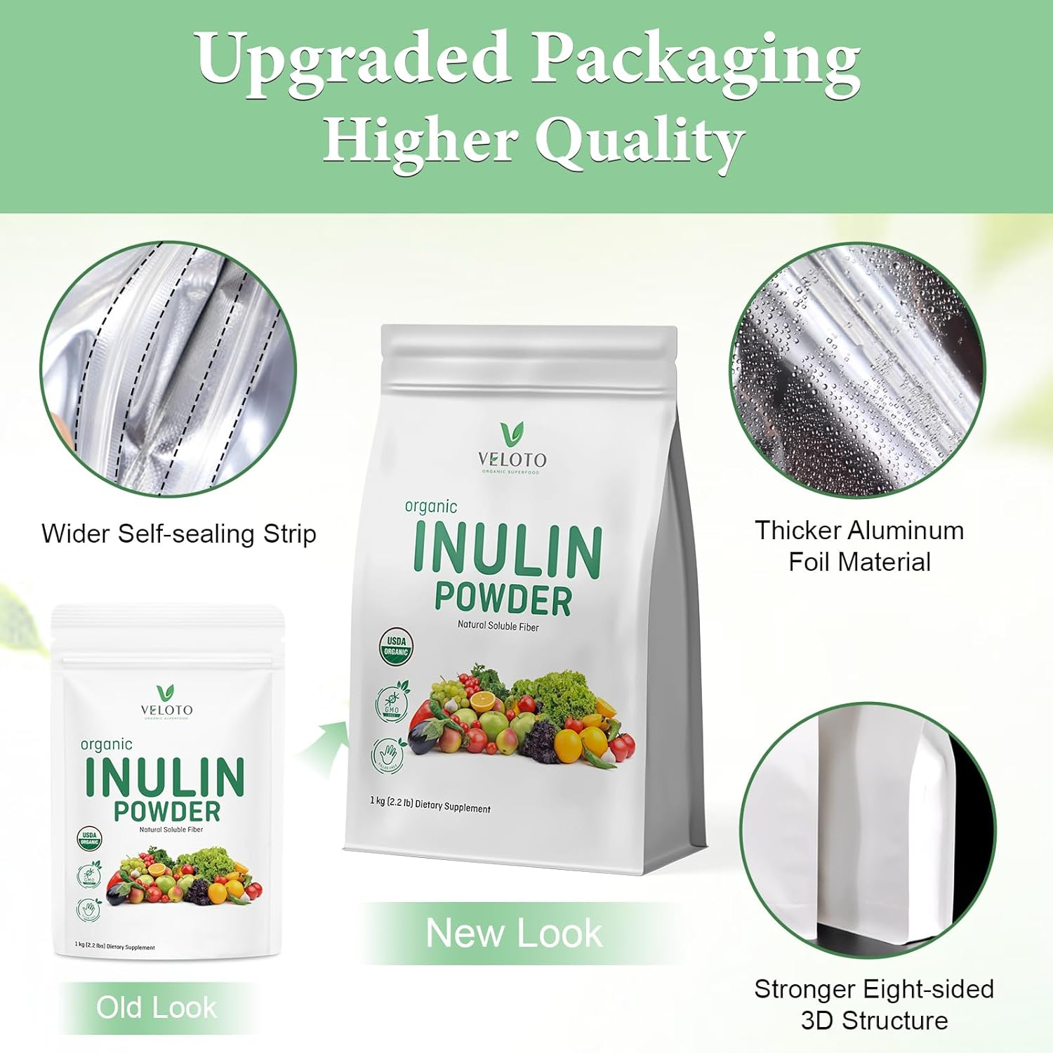 Inulin Powder Organic Artichoke, Pure Inulin Fibers Prebiotic Supplement for Gut Health & Digestive Function, Natural Sweetener for Smoothie & Coffee, Gluten Free, Vegan, 2.2 Lb (35 Oz) image number 1