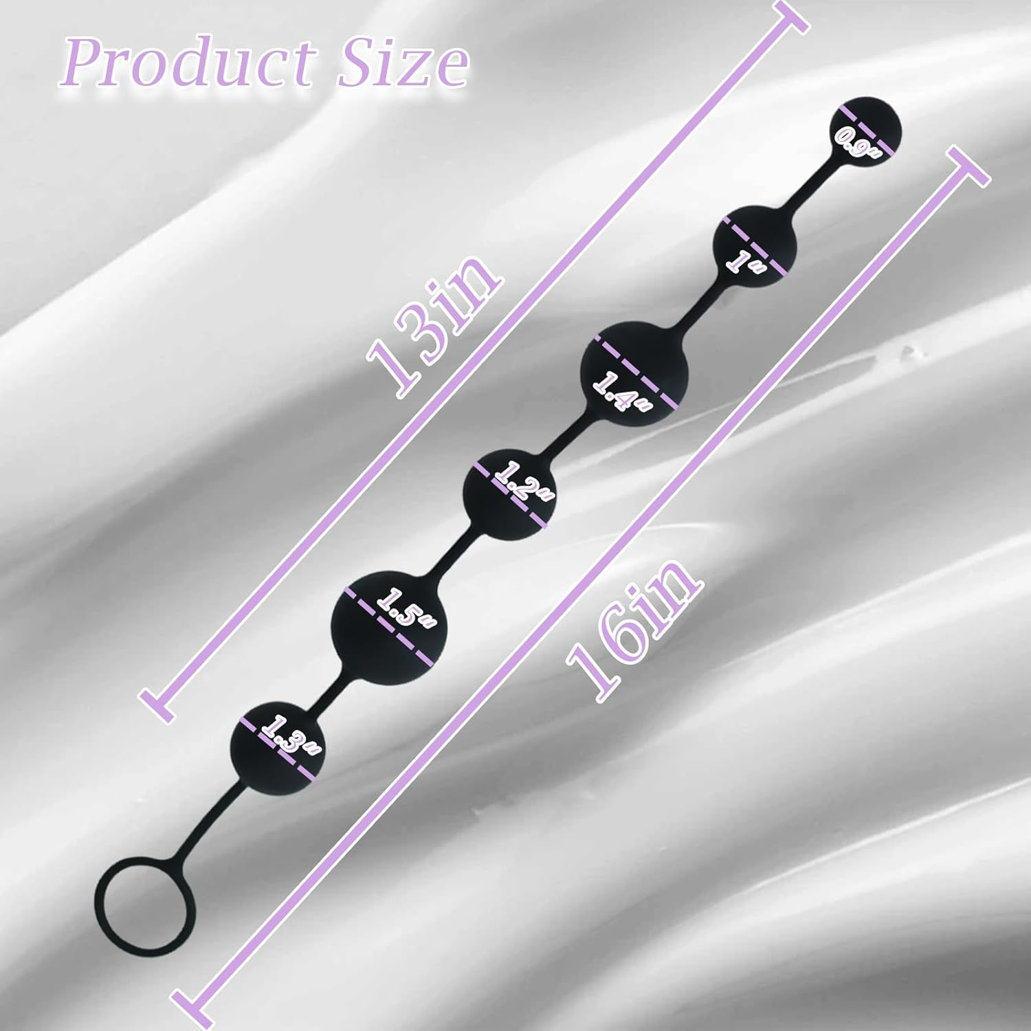 16'' Long Classic 6 Bead Anal Beads for Advanced Players, Prostate Massager with Pull Ring Silicone-Made Sex Toys for Men Women Couples, Flexible Anal Trainer image number 4