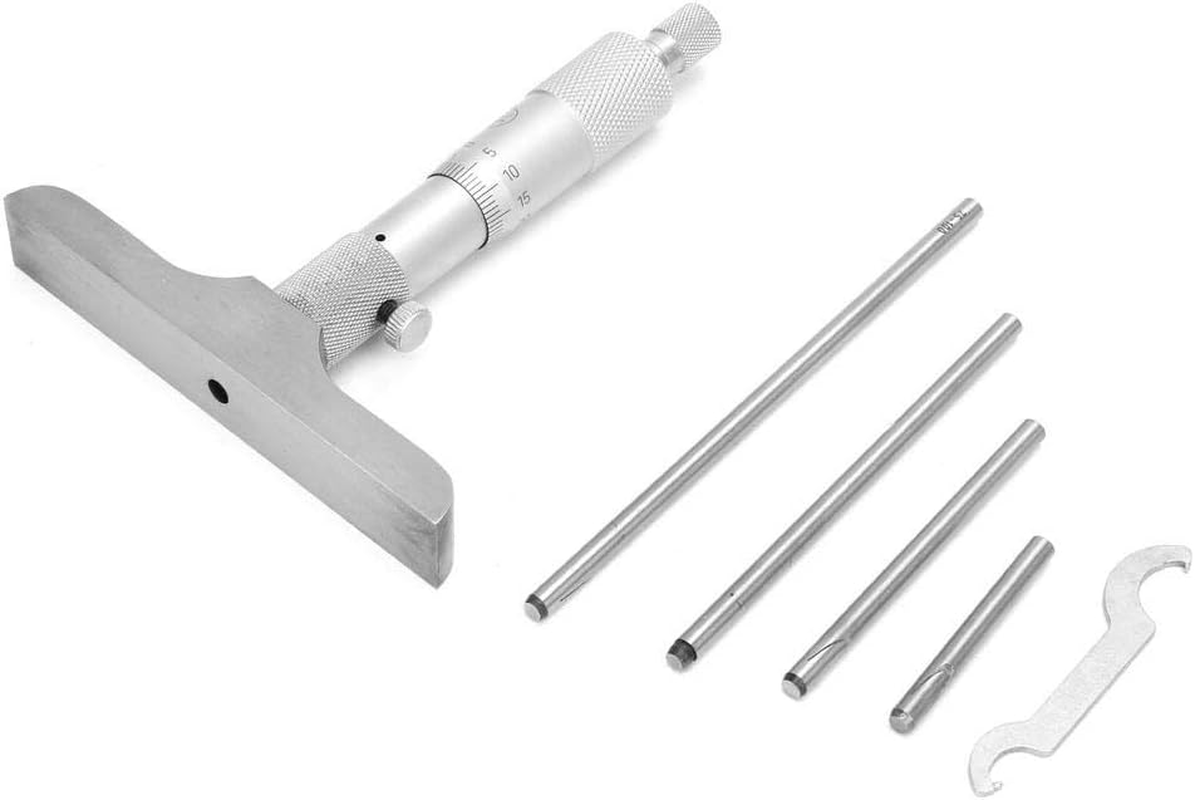0.01Mm Vernier Depth Gauge, Professional Depth Micrometer Gauge, High Accuracy 5 Connecting Rods for Measuring Equipment Measuring Implement(0-100Mm 4 Inches) image number 6