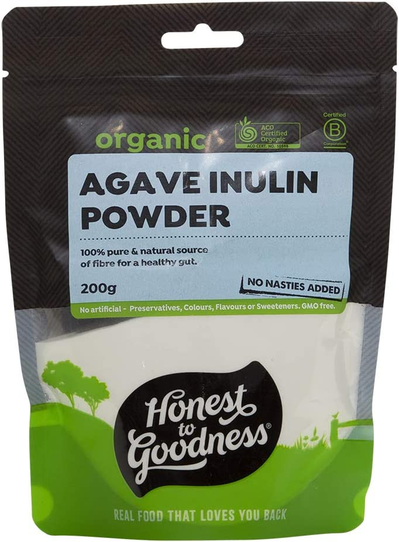 Honest to Goodness, Organic Agave Inulin Powder, 200 Grams - a Natural, Subtle Sweetness. 100% Pure and Natural Fiber. No Anti-Caking Agents or Fillers.