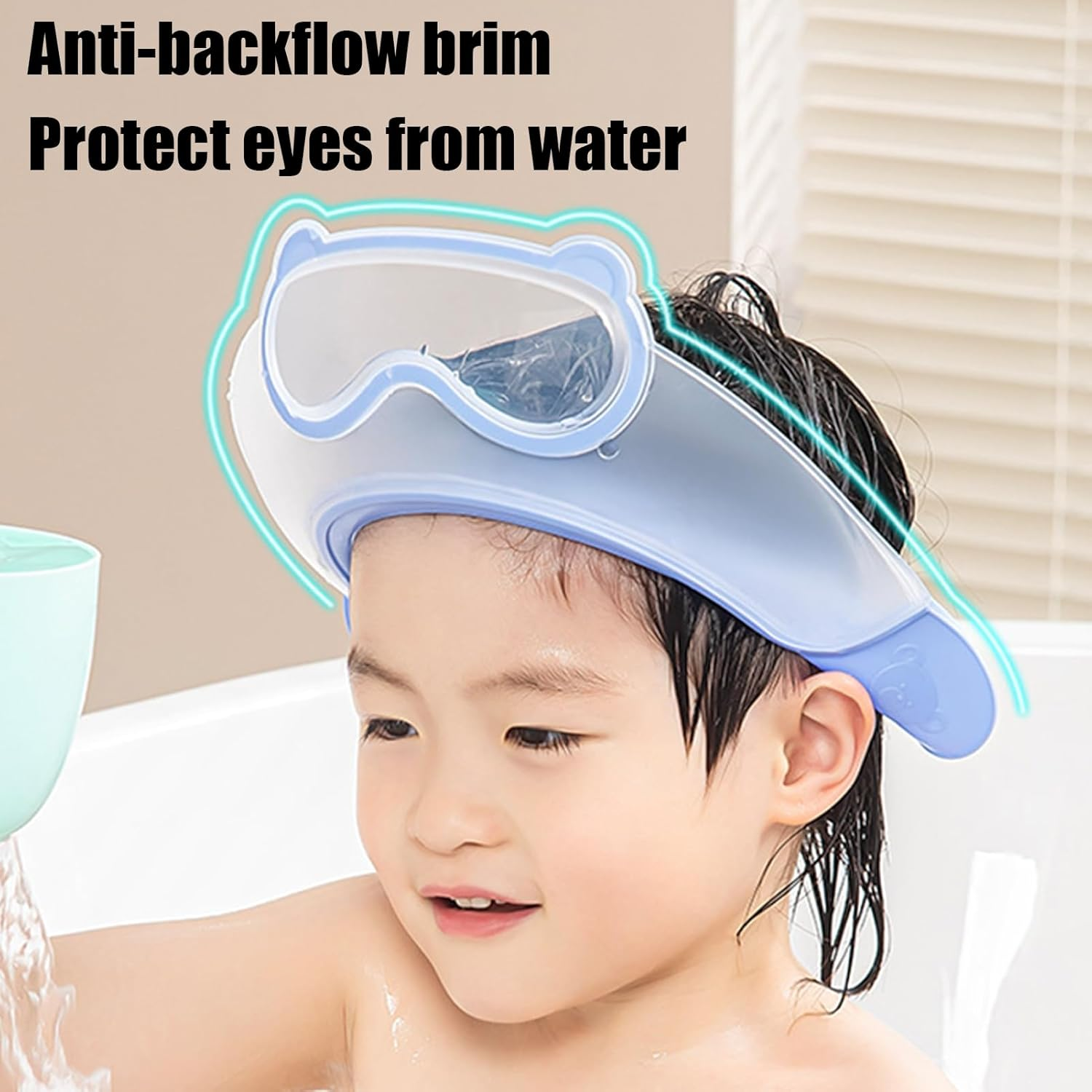 Mivpzisk Kids Hair Washing Shield | Waterproof Adjustable Kids Shower Cap,Bathing Accessories for Girls Boys Shampoo Hair Washing - Pink image number 4