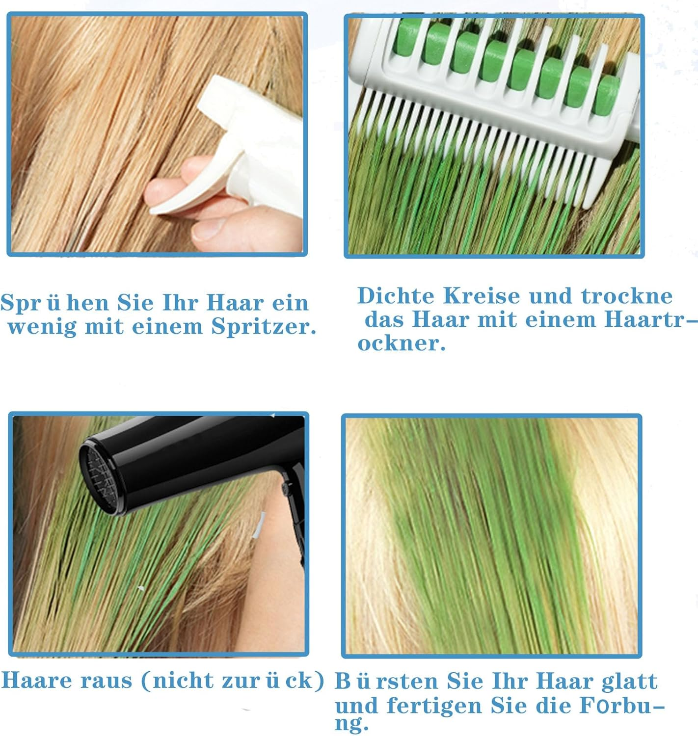 8 Colours Hair Chalk, Hair Chalk for Girls, Temporary Hair Colour, Dye for Children, Gifts for Girls, Age 6, 7, 8-12+, Colour Hairspray for Patrick'S Day, Children'S Day, Crazy Hair Day image number 4