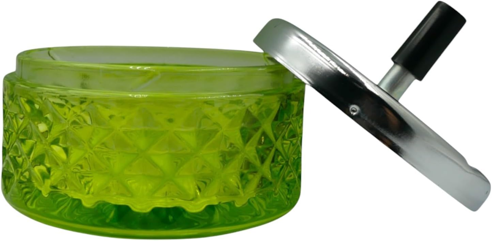 4.4&rdquo; Vintage round Push down Glass Ashtray &ndash; Spinning Self-Extinguishing Design for Indoor/Outdoor Use Choose Your Own Colour (Green) image number 2