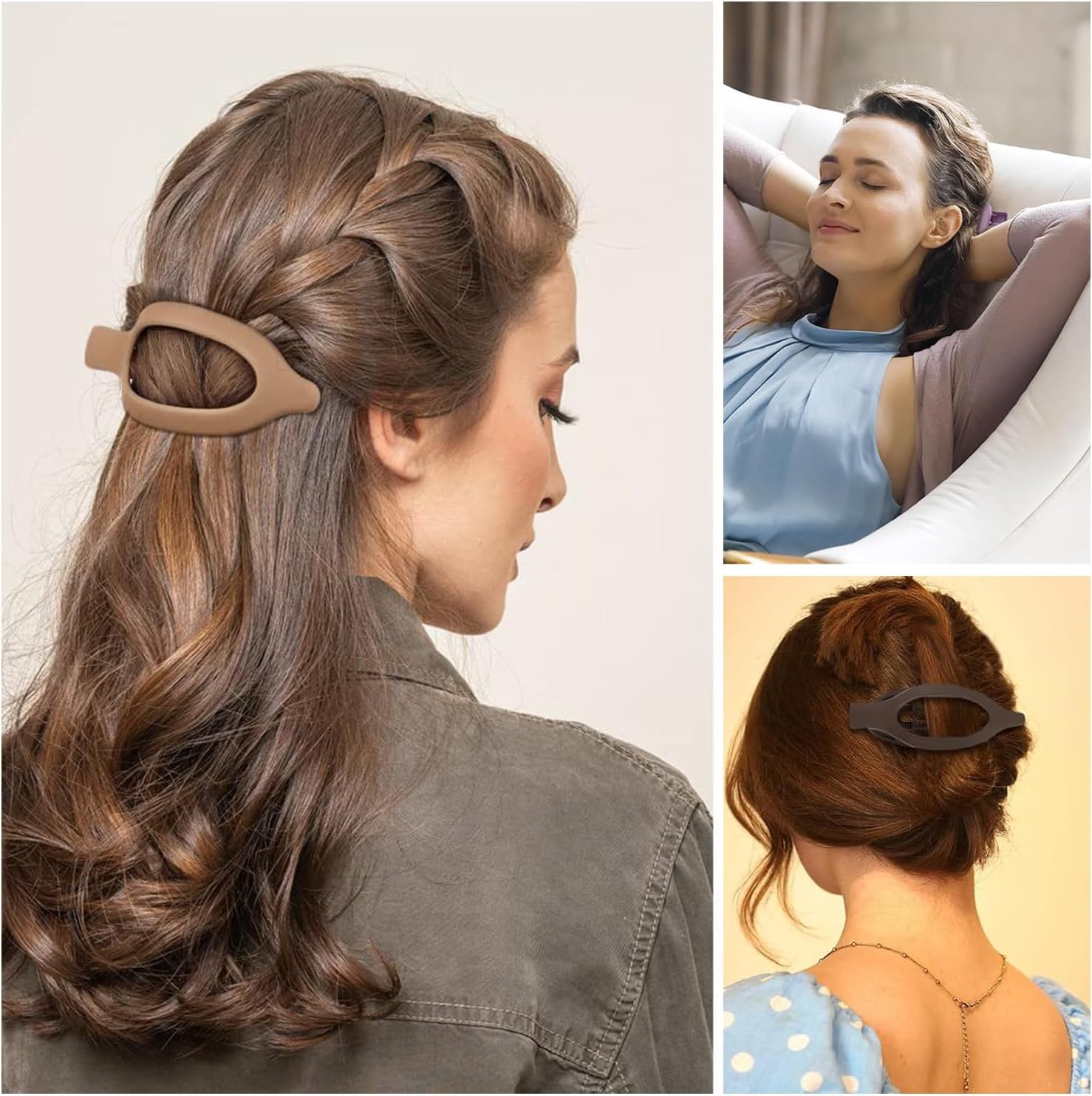 Pack of 8 Hair Clips for Women, Flat Claw Clip, Hair Clips, Large Hair Clip, Non-Slip, for Thick & Thin Hair, Elegant French Hair Clip for Everyday, Sports, Driving image number 3