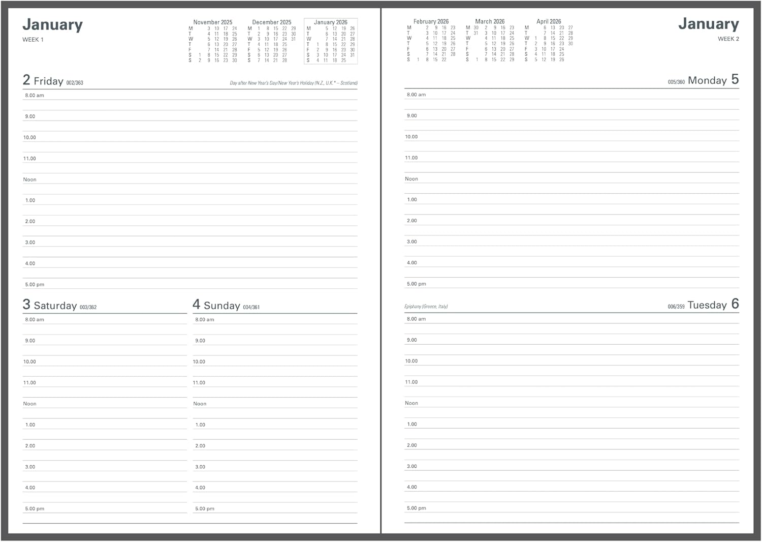 Collins 2025-2026 Financial Year Diary - A4 Two Days to a Page Planner - Green image number 2