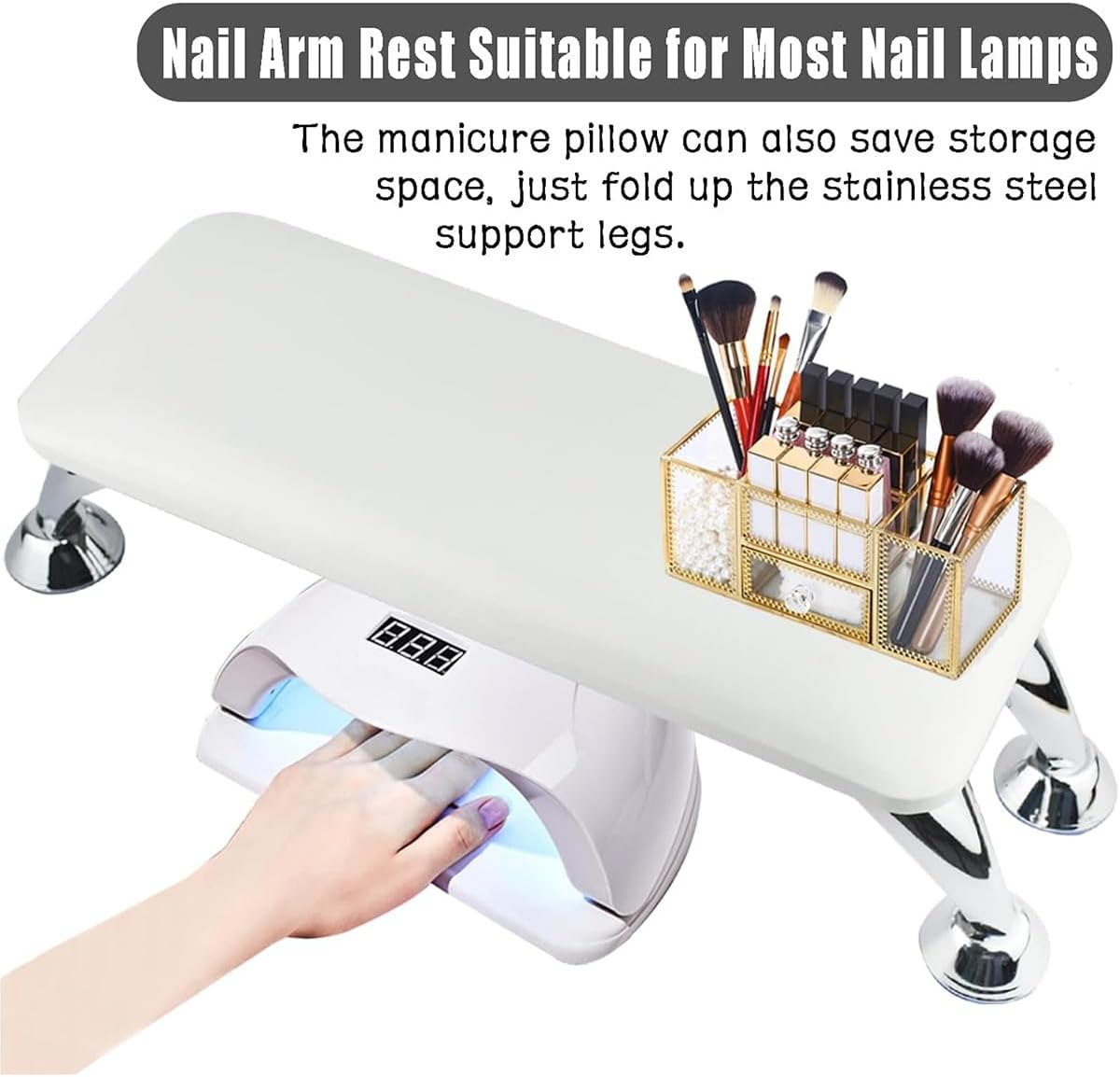 AIMALL European-Style Nail Art Hand Pillow with Bracket, Waterproof Manicure Arm Rest for Light Therapy Lamp, Comfortable Support Footstool for Salon and Home Use image number 1