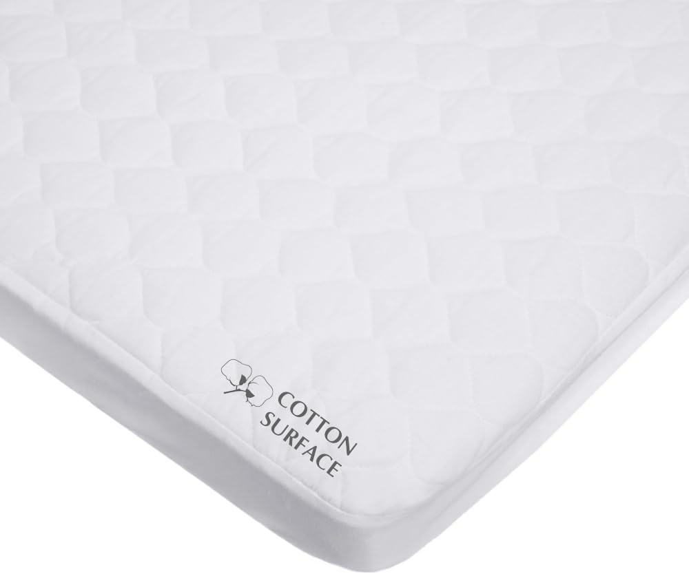 American Baby Company Waterproof Fitted Quilted Portable/Mini Crib Mattress Pad Cover, White, 60.96X96.52X12.7 Cm (Pack of 1) (2761) image number 5