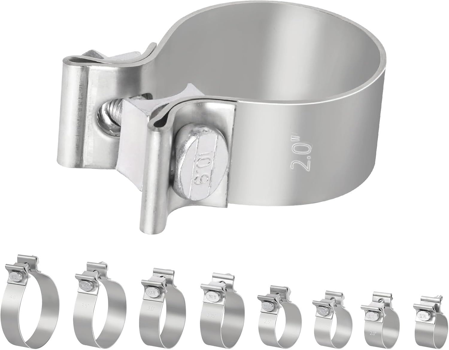 Swpeet 1Pc 2 Inches Exhaust Clamp Narrow Band, Stainless Steel Butt Joint Band Clamp Sleeve Coupler, Universal Joint Exhaust Pipe Muffler Clamp Band Ideal for Exhaust System image number 3