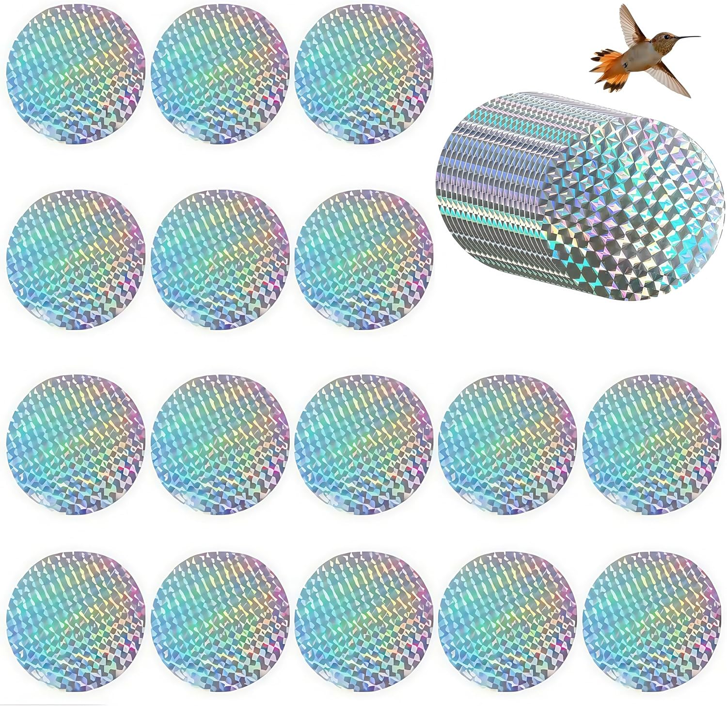 60 Pcs Reflective Window Tint Bird Deterrents,75 Mm Bird Film Bird Deterrent Spikes Reflective Discs,Anti-Collision Window Stickers,For outside Easy Install Weatherproof Garden Yard,Home Protection image number 2
