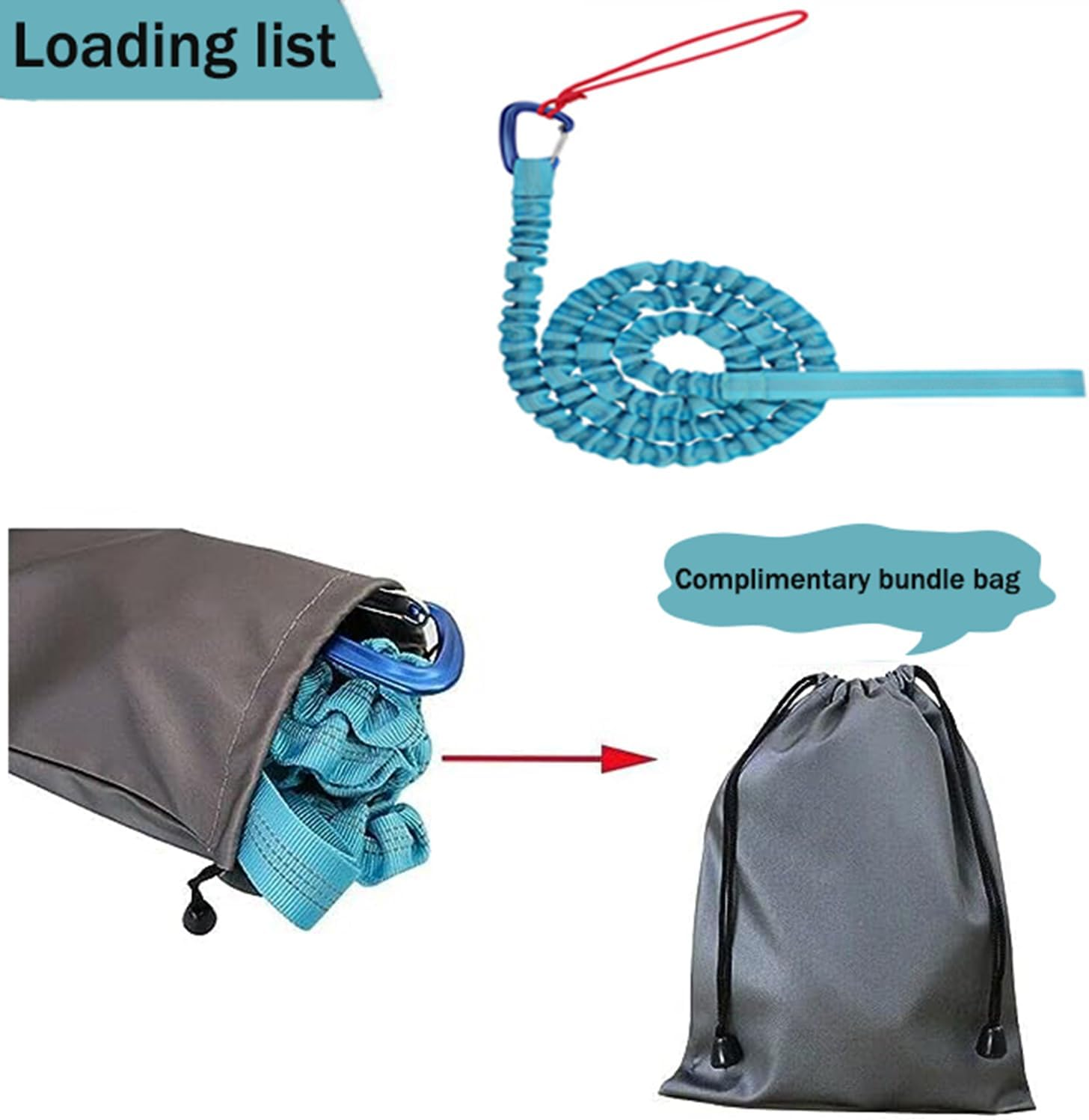 Bicycle Tow Rope, 3 Meters Elastic Bike Tow Strap with Hook, MTB Stretch Bungee Tow Rope, Cycling Pull Strap, Portable Bike Tow Leash Belt, Reflective Traction Cord for Mountain Bike Going Uphill image number 3