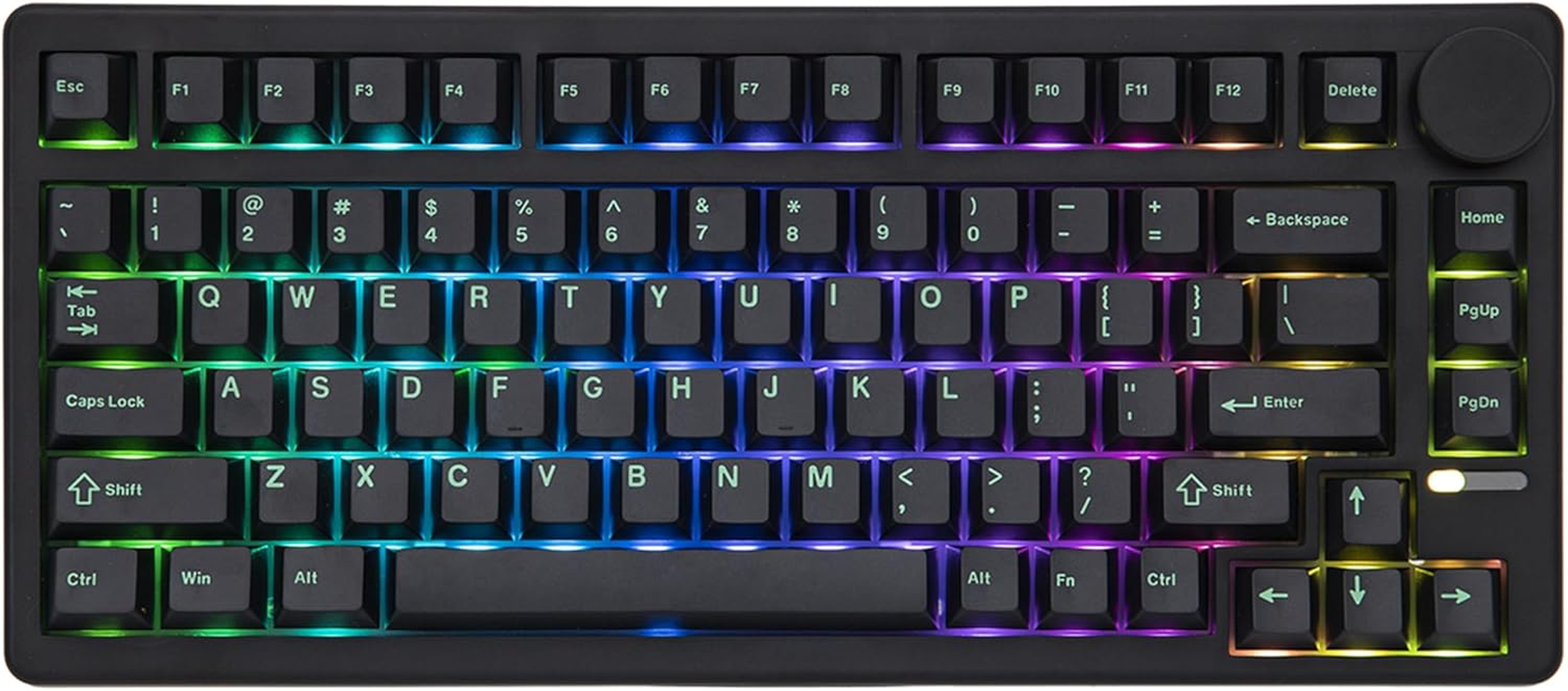 EPOMAKER QK81 75% Wireless Mechanical Gaming Keyboard, QMK/VIA Programmable and Hot-Swappable, 81 Keys with Metal Knob, 2.4Ghz/Bt/Usb, Creamy Gasket-Mount, RGB Backlight (Black, Wisteria Switch) image number 5