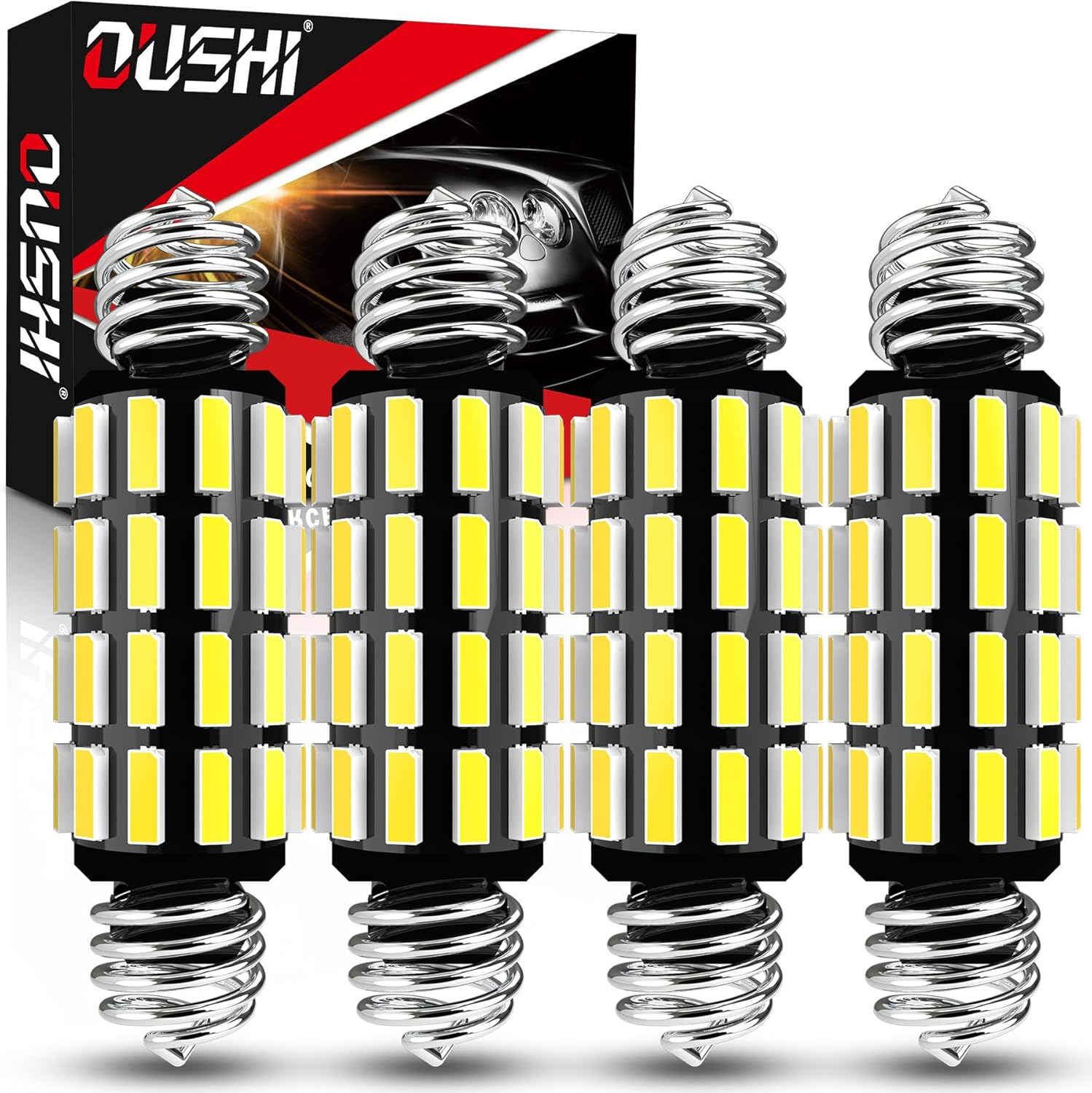 39Mm 42Mm Festoon LED Bulb 700% Brightness, OUSHI 211-2 578 C5W LED Bulb 6500K White 12V 24V for Car LED Interior Dome Map Door Courtesy License Plate Light Bulbs, 4 Pack image number 6