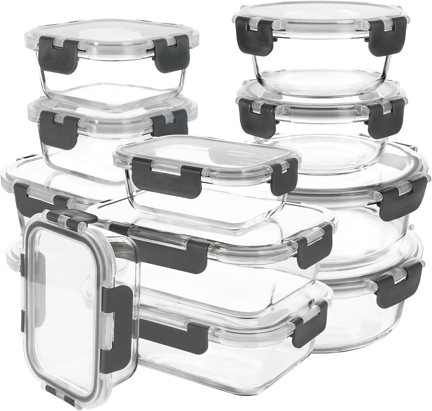 Glass Meal Prep Containers with Lids 12 Pack Airtight Glass Meal Prep Containers, Stackable & Leak-Proof, Dishwasher Safe, Pink