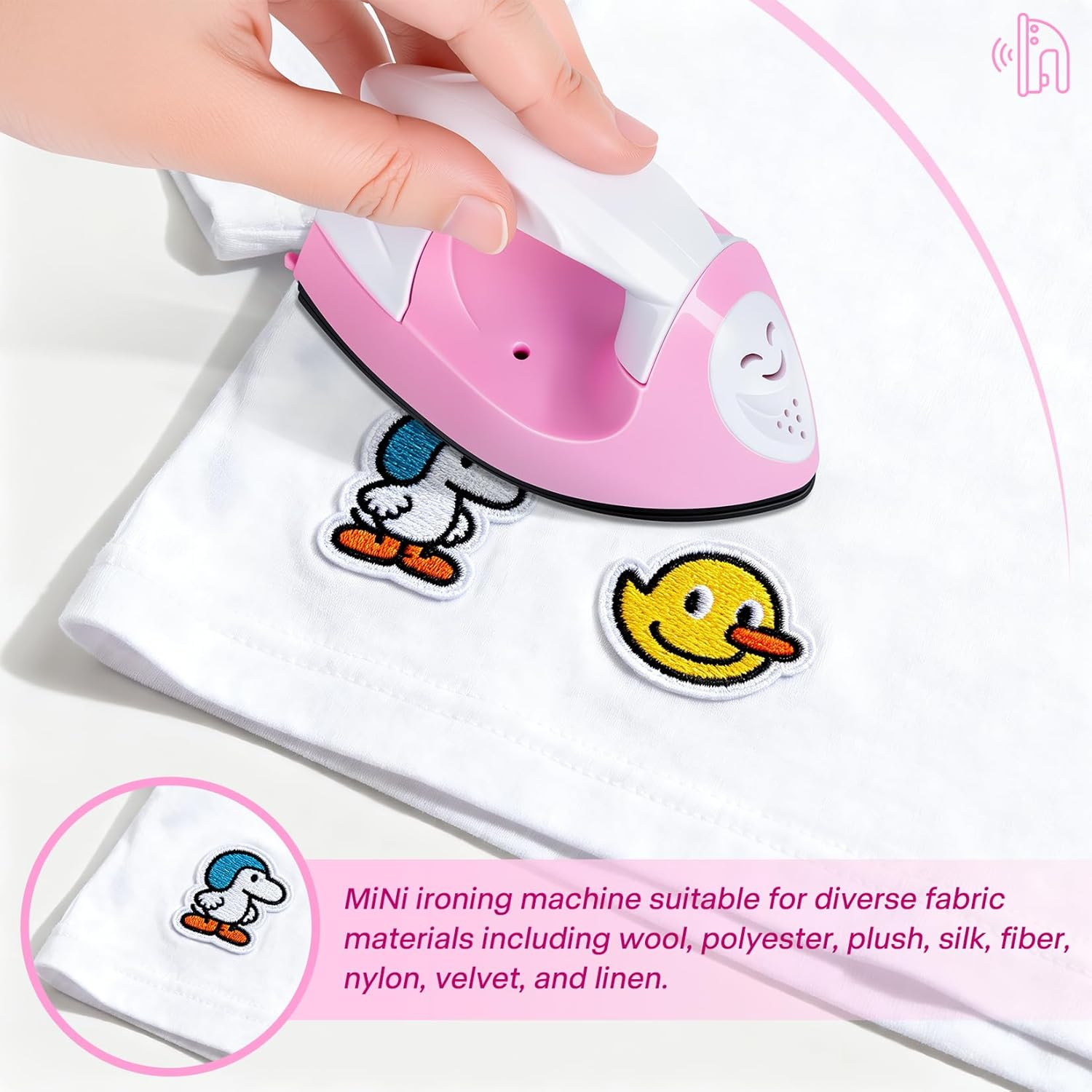 Mini Craft Iron, Pink Mini Heat Press Machine, Portable Travel Handy Heat-On for DIY Transfer Projects, Crafting Clothes image number 2
