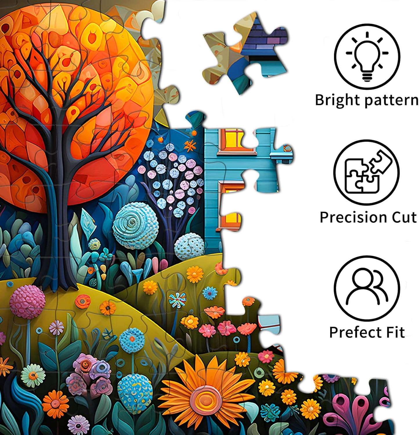 Chalzidar Jigsaw Puzzles for Adults 1000 Pieces, Interlock Perfectly Letter on Back No Dust, Home Decor Birthday Gift Toy for Men Women Elders Seniors, 1:1 Poster - Beautiful Homes image number 2