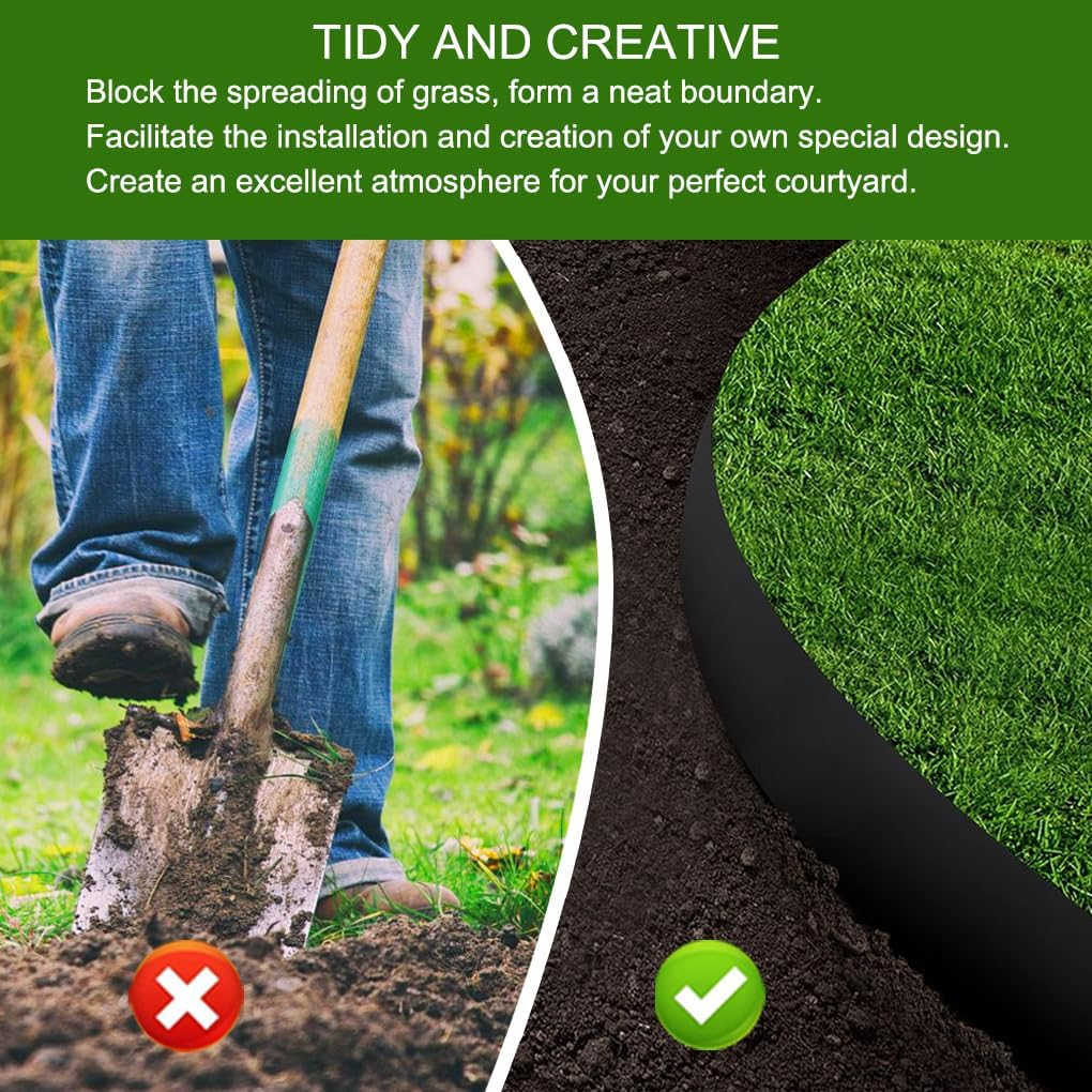 Poly Garden Edging, 15Cm * 10M No Dig Flexible Plastics Landscape Fabric, Edging & Fencing Decorative Landscape Border, 3Mm Width (Green) image number 6