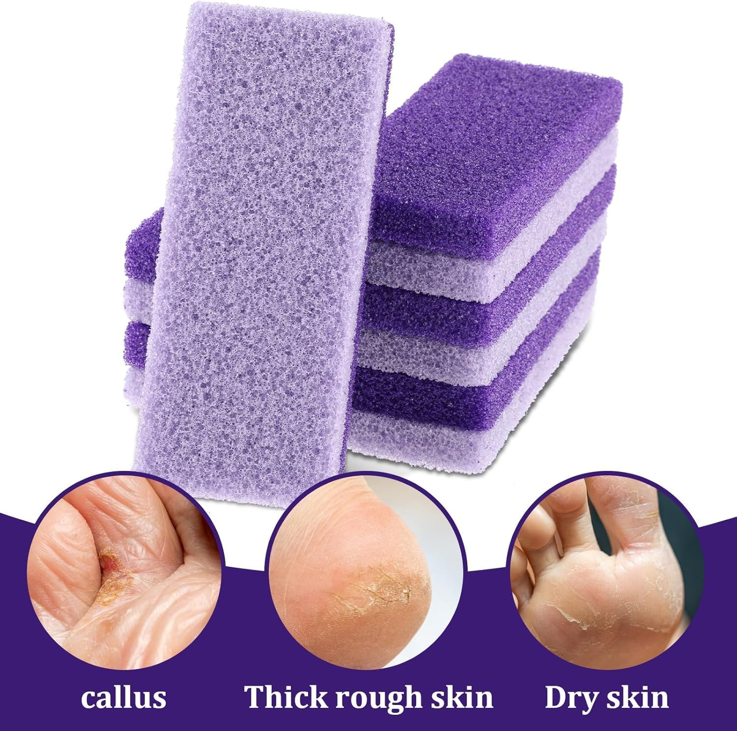4 Pcs Pumice Stone for Feet, Foot Callus Remover, Foot Scrubber for Dead Skin & Callus Removal (Color:Purple) image number 5