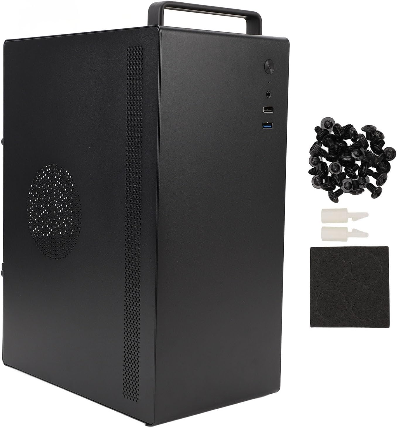 XUMIUZIY Micro ATX ITX Gaming Computer Case with Fine Space Layout, CPU Cooler up to 140Mm, GPU up to 250Mm, SSD HDD Support, Top Mounted Ports for Easy Access, 270&deg; Full View Tempered image number 6