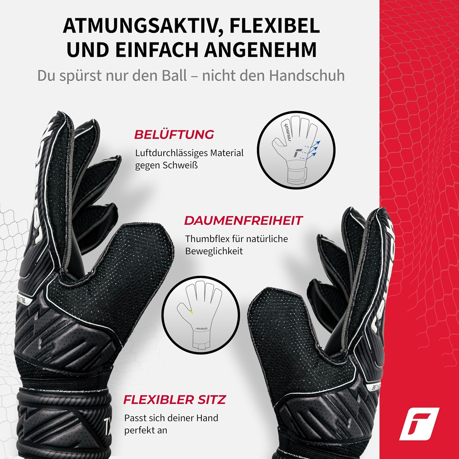 Reusch Men'S Attrakt Unisex Goalkeeper Gloves with Outseam Cut and Solid Coating, Suitable for All Playing Field Surfaces, Football Gloves for Adults image number 5