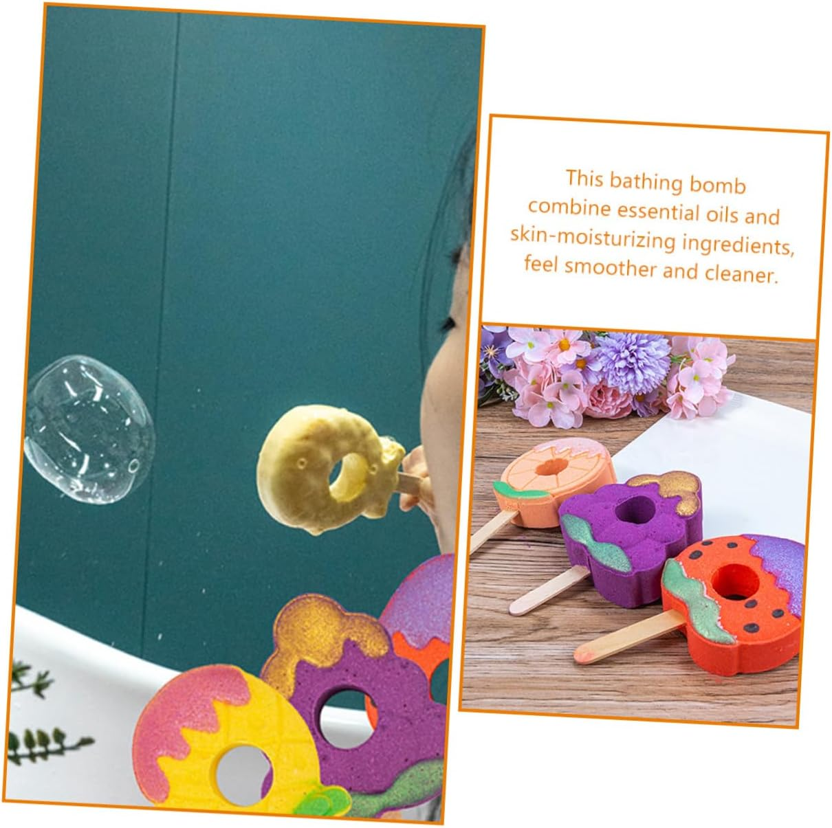 KOMBIUDA Natural Bathing 4Pcs Travel Bath Salt Fruit Bubble Bath Ball Safe Refreshing image number 5